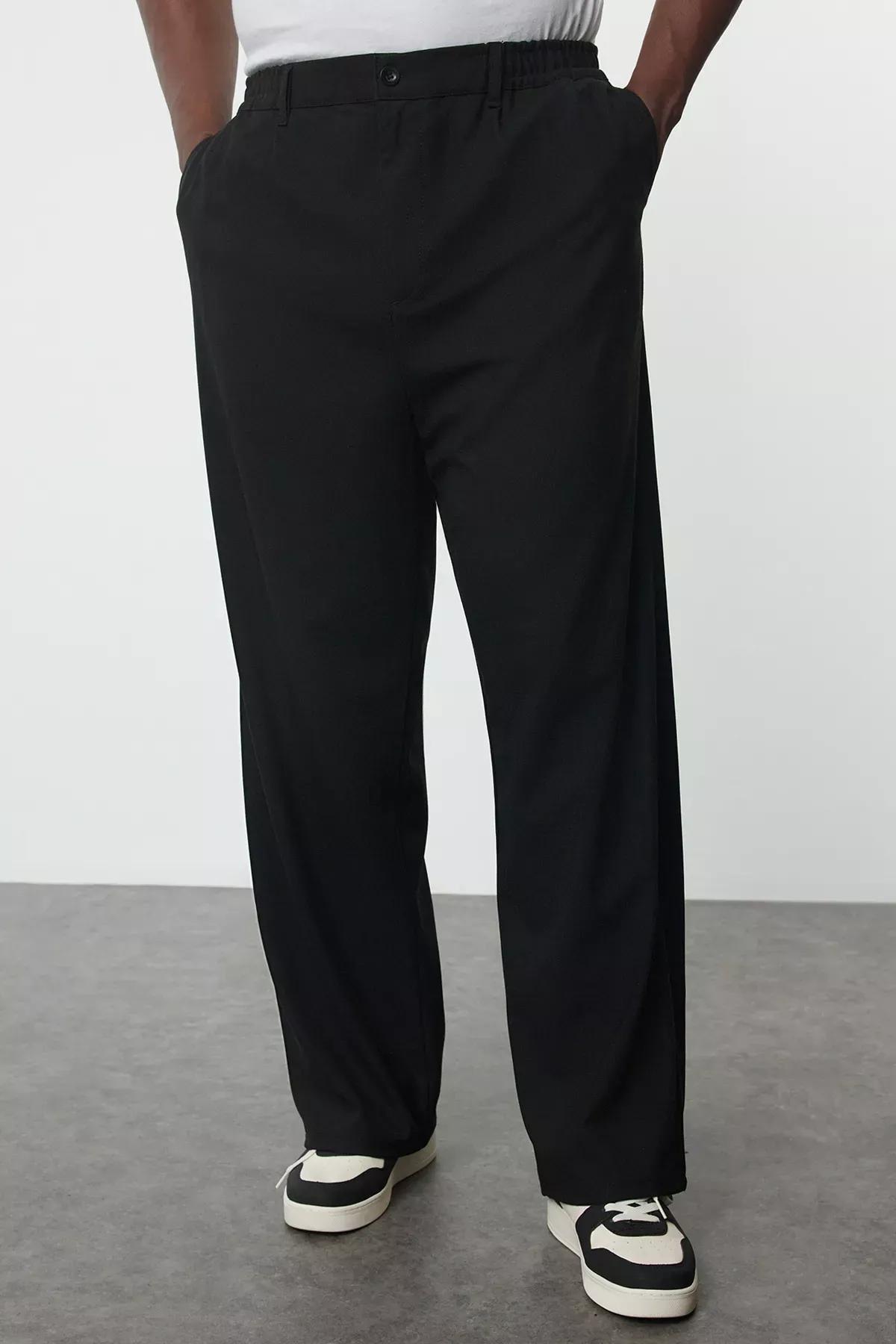 Black Wide Leg Fabric Trousers, , large image number 0