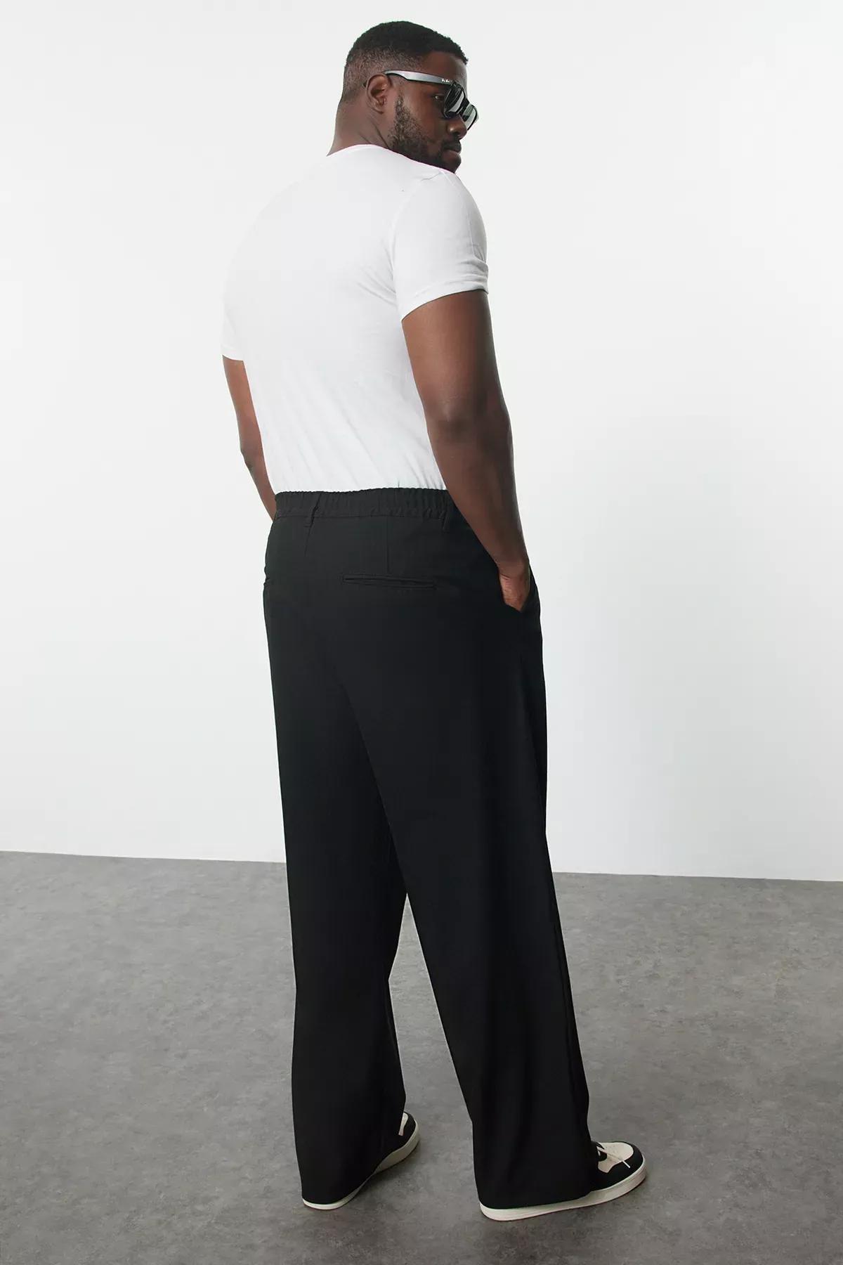 Black Wide Leg Fabric Trousers, , large image number 4