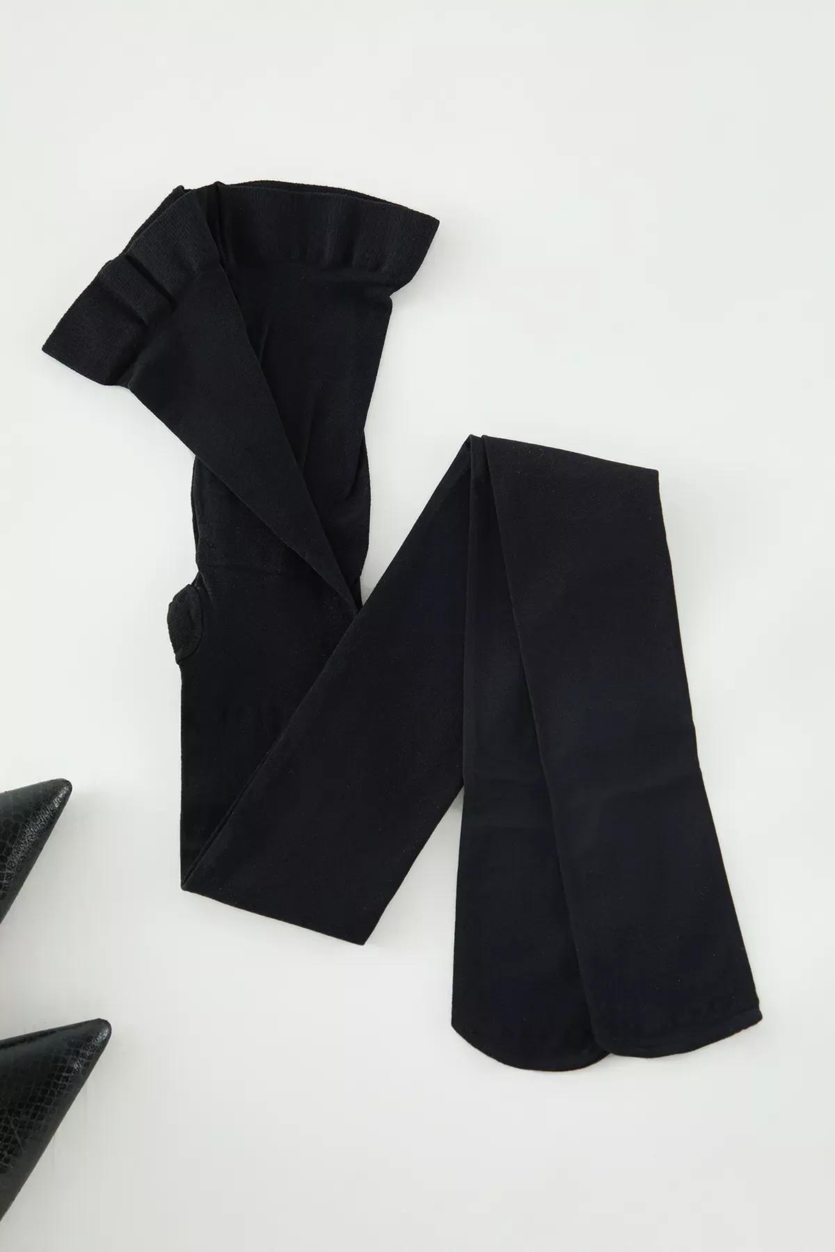 Black Slimming Plus Size Pantyhose, BLACK, large image number 5