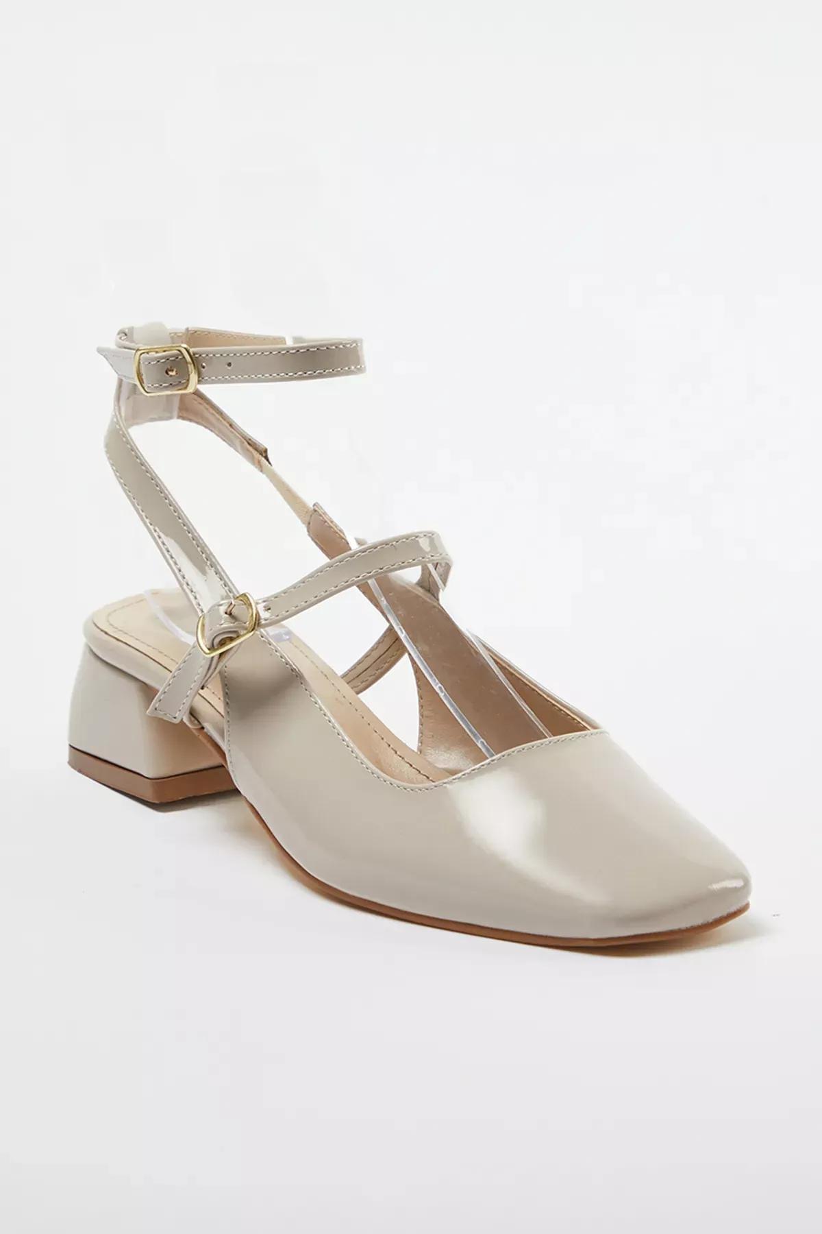 Beige Ankle Strap Heeled Shoes, , large image number 3