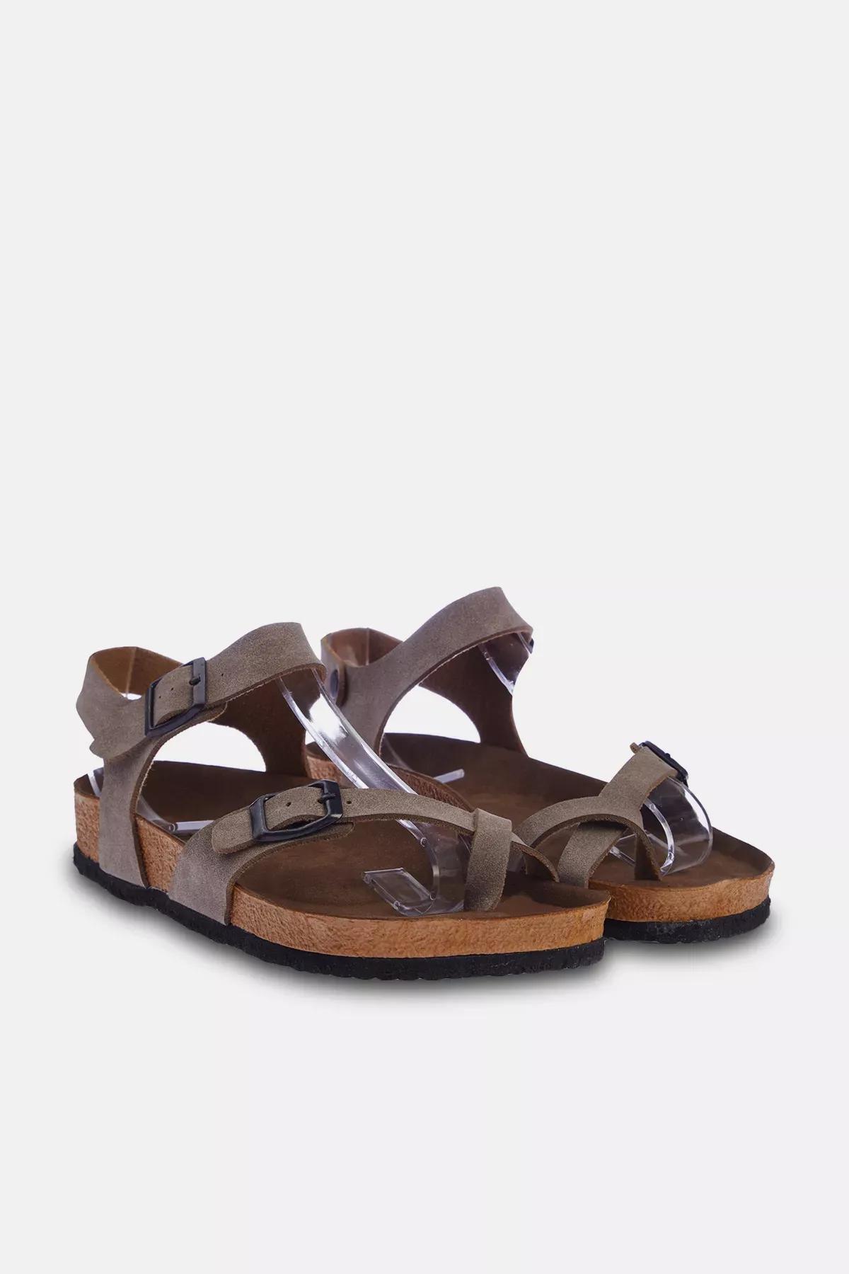 Brown Toe Strap Sandals, Mink, medium