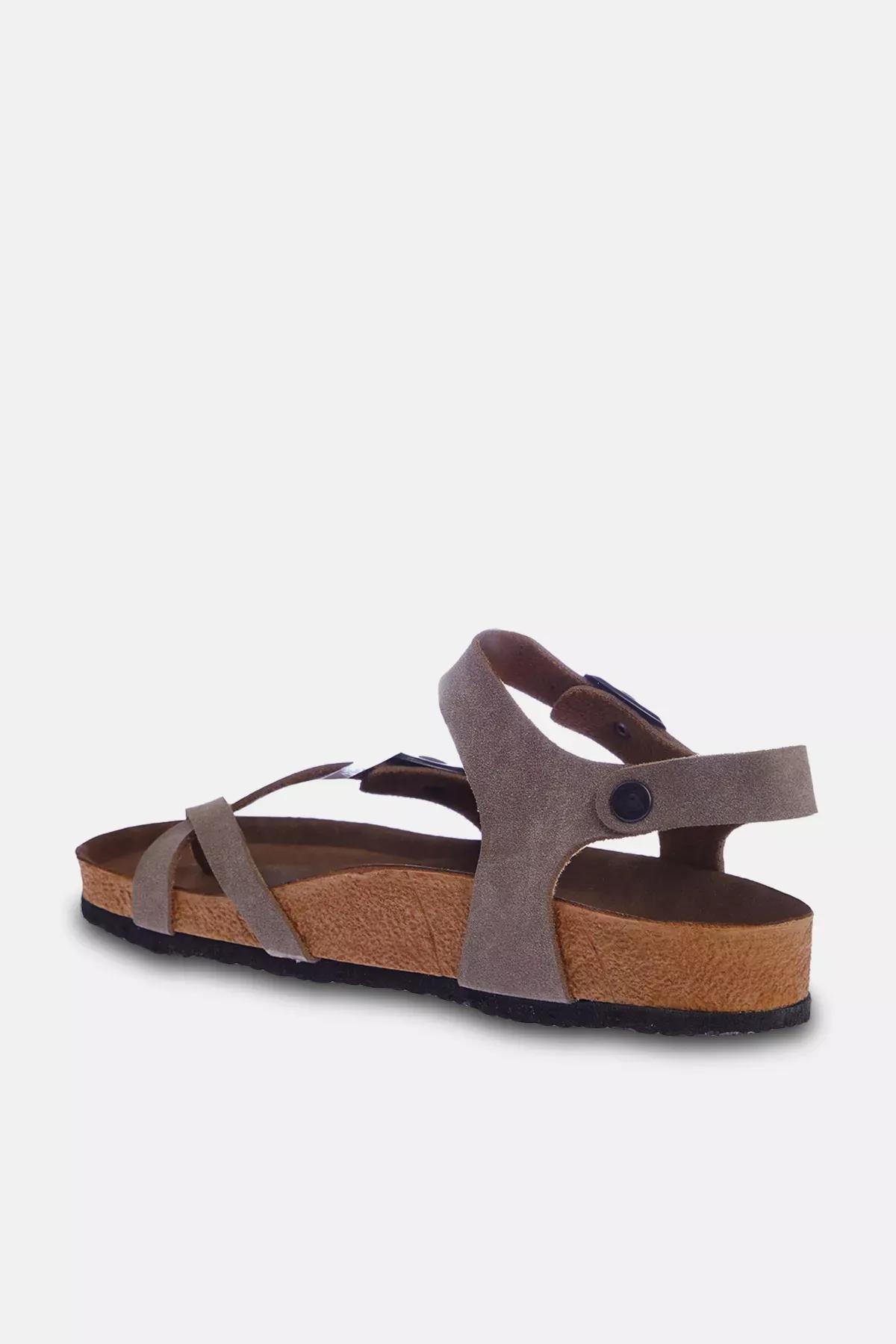 Brown Toe Strap Sandals, Mink, medium