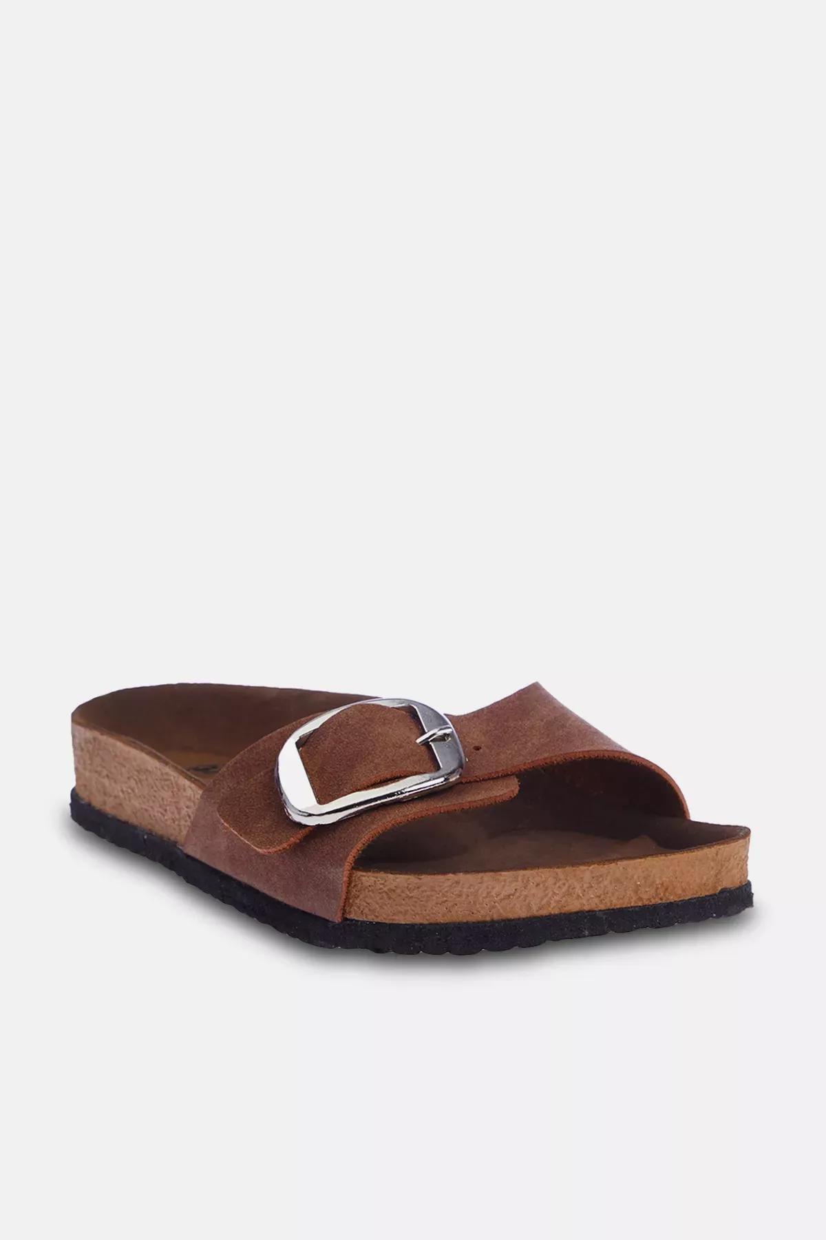 Brown Striped Slippers, , large image number 0