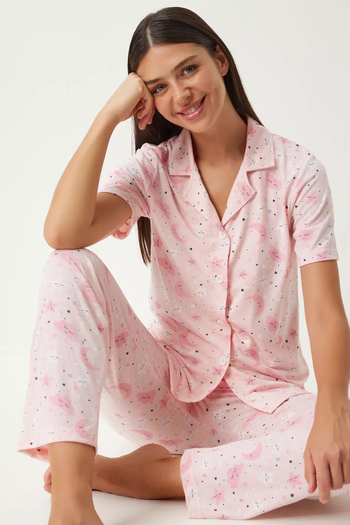 Pink Shirt Pajama Set, LIGHT PINK, large image number 0