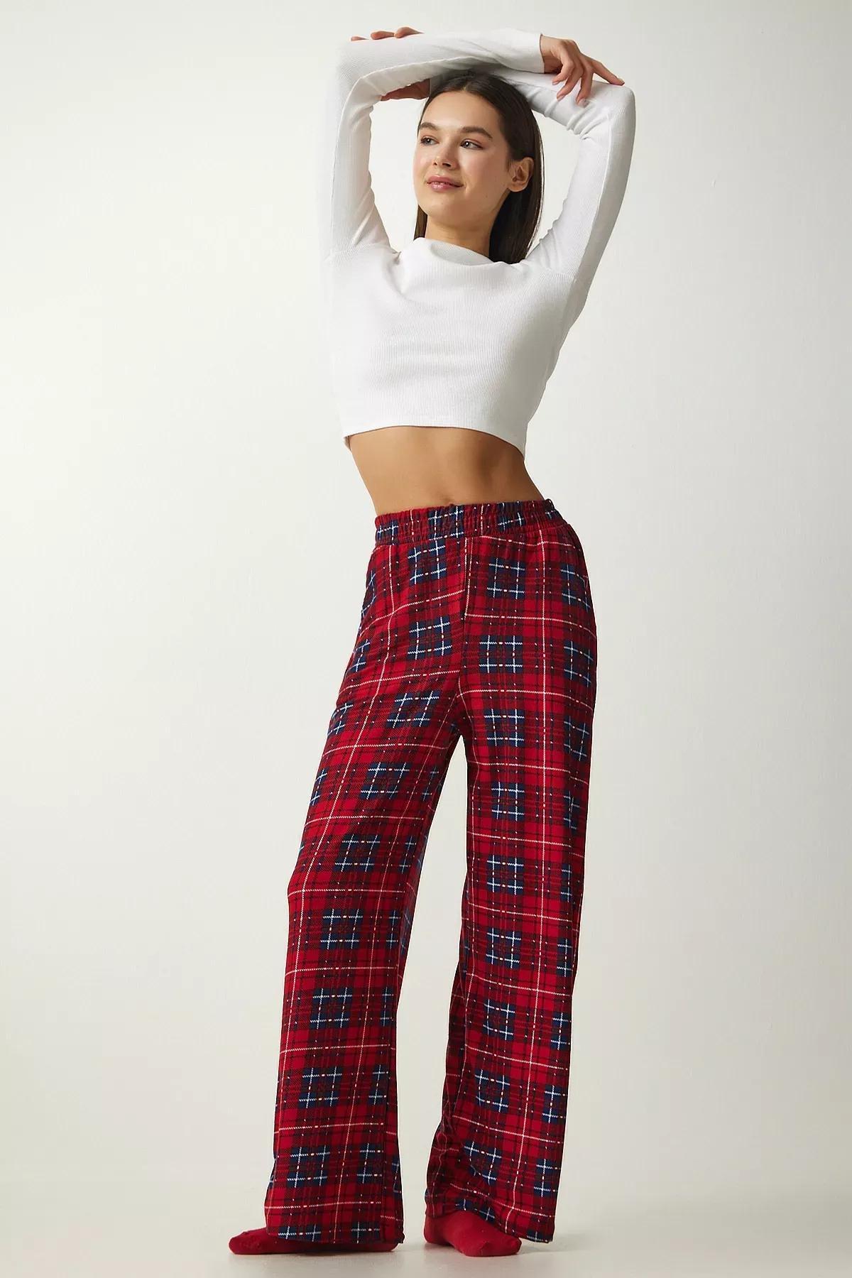 Womens Burgundy Patterned Soft Textured Knitted Pajamas GF00002, single, , large image number 0