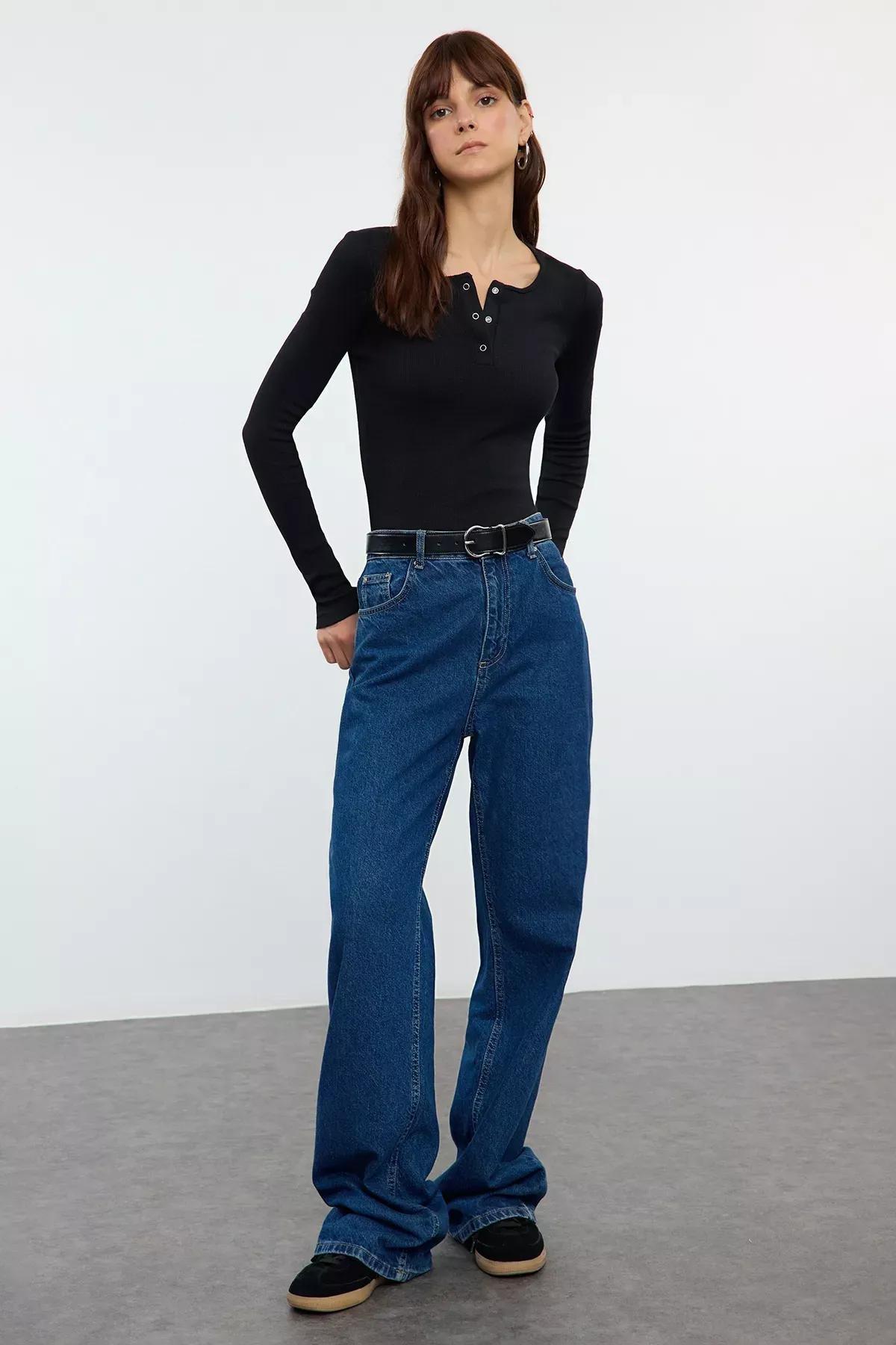 Black Snap Front Fitted Blouse, , large image number 1