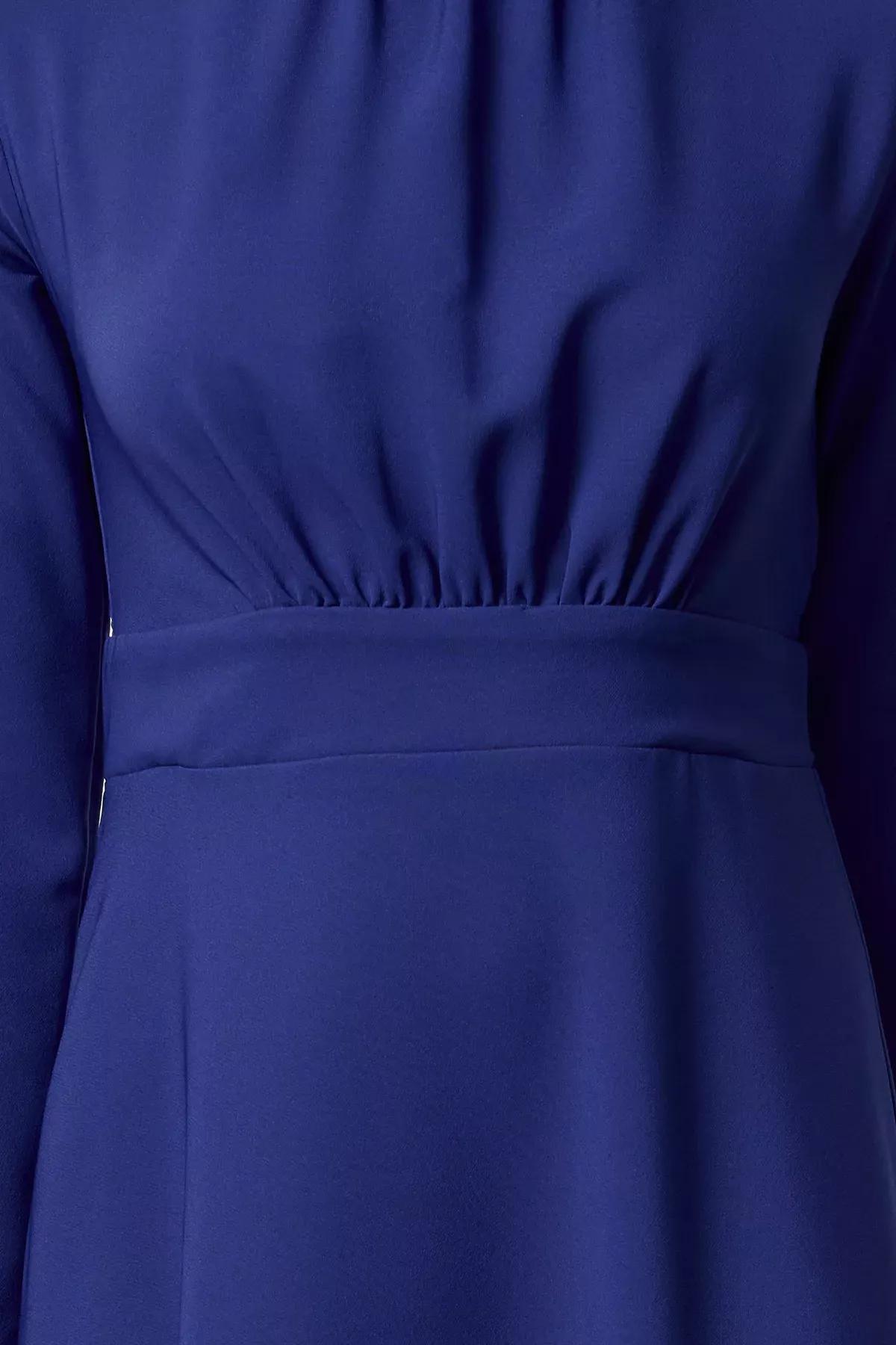 Blue Skater Waist Open Midi Dress, Sax, large image number 3