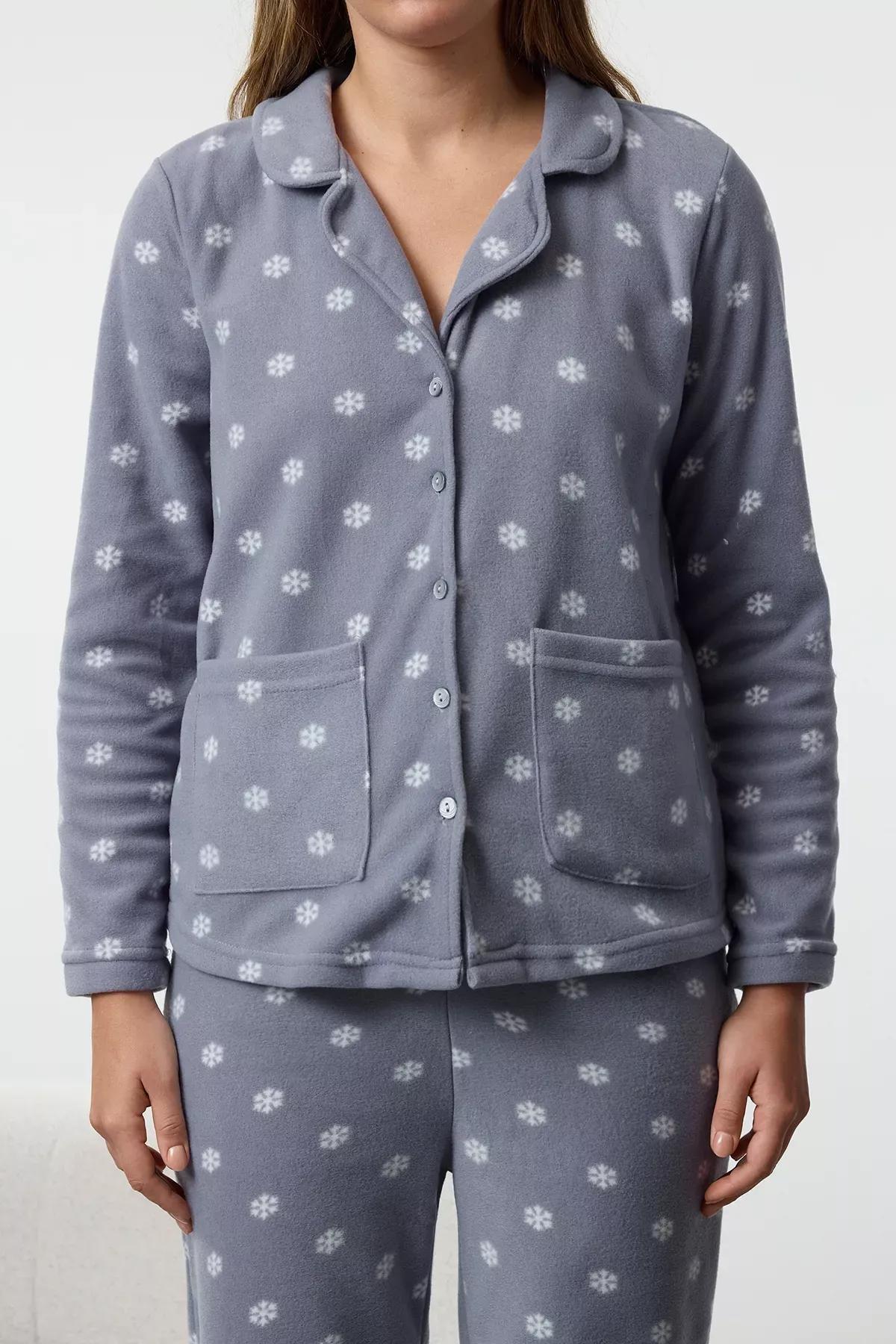 Grey Polar Fleece Pajama Set, C101_5645, medium