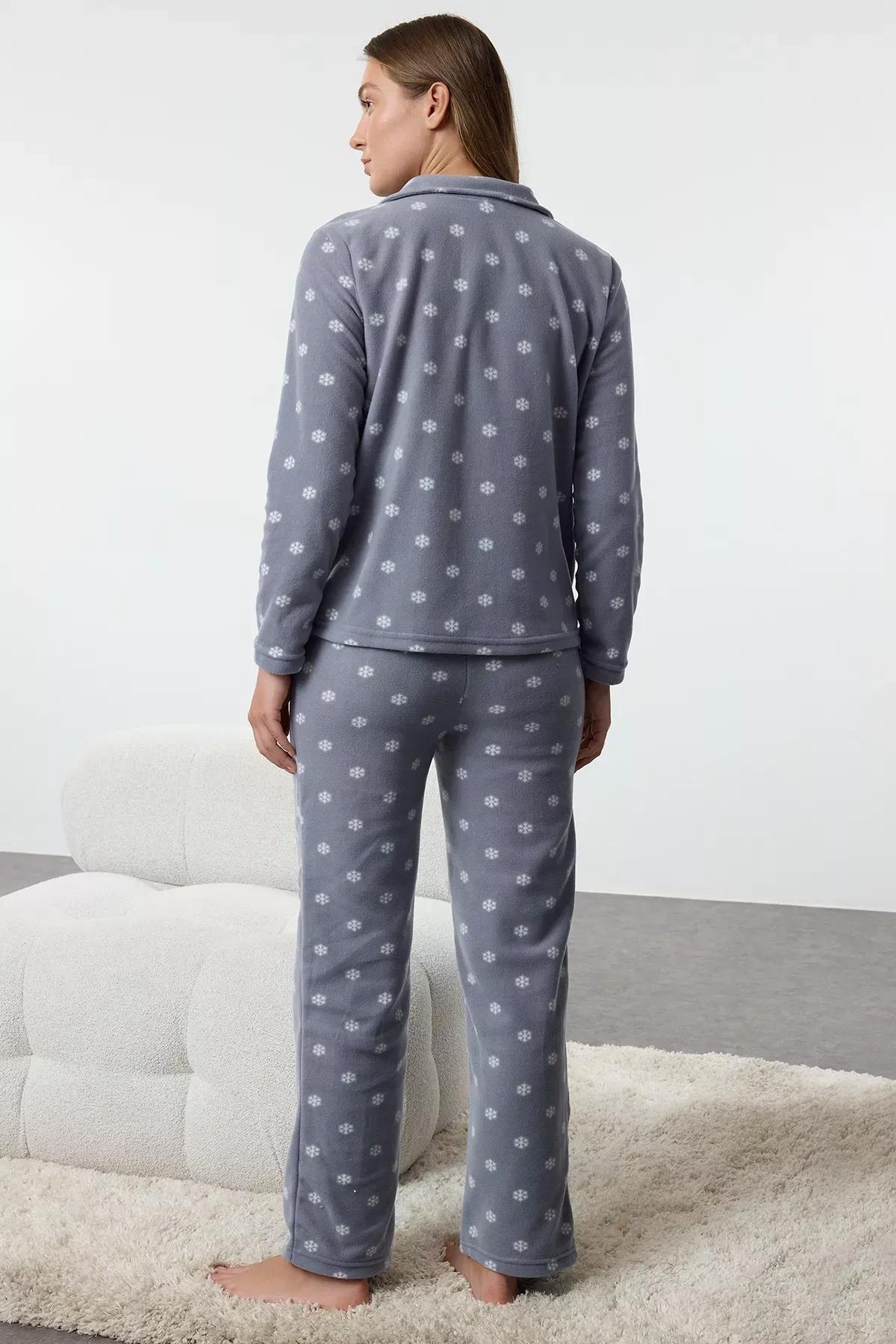 Grey Polar Fleece Pajama Set, C101_5645, large image number 4