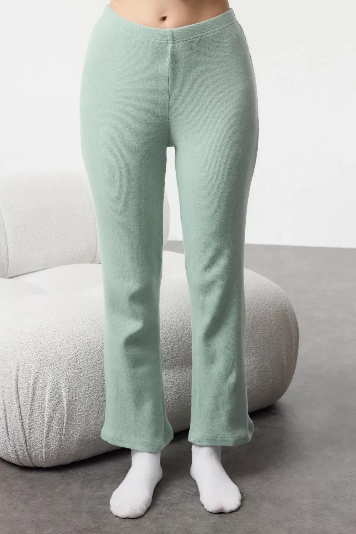 Green Ribbed Soft Knit Cardigan Pajama Set (2 pcs), Mint, large image number 3