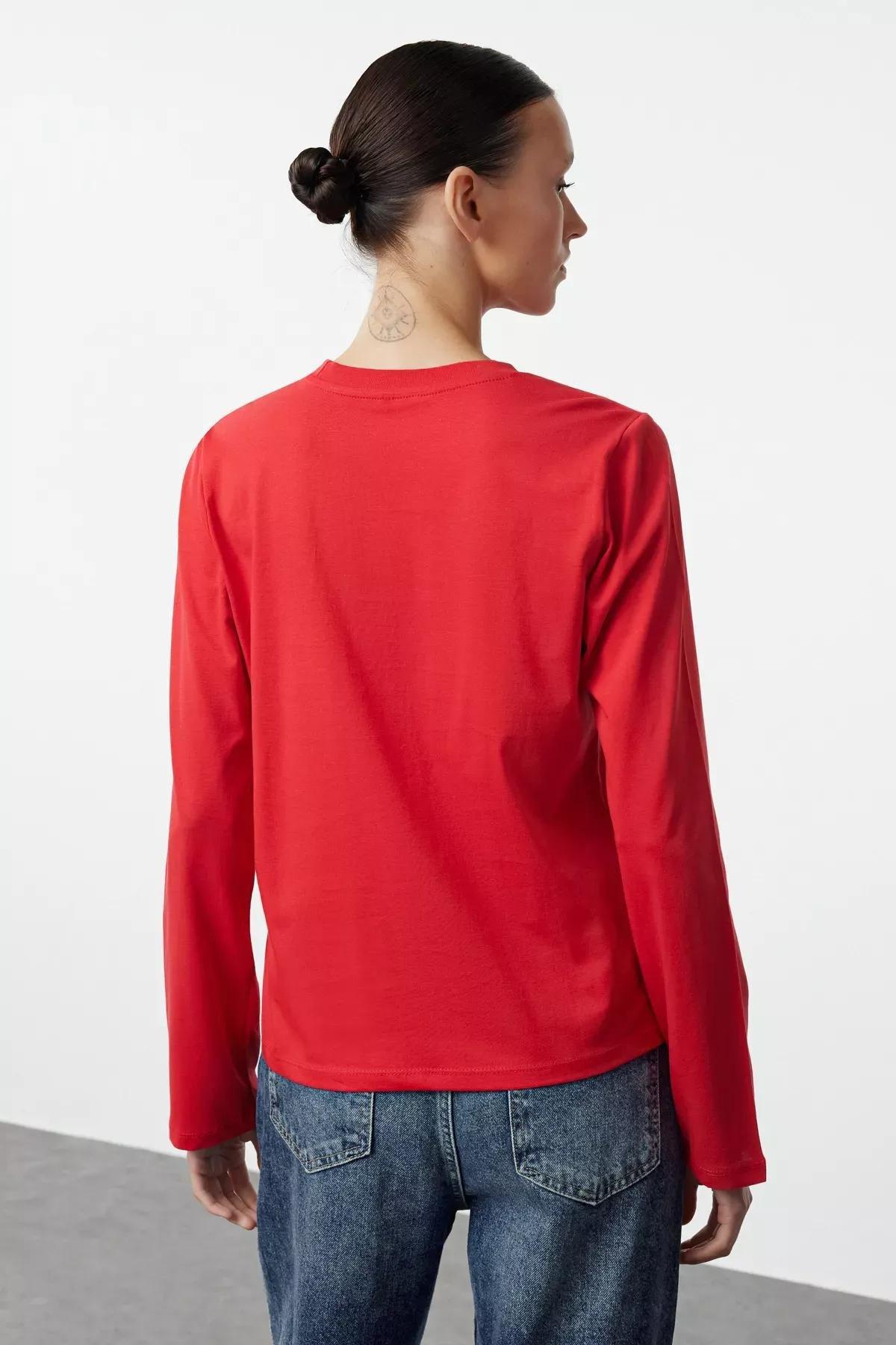 Navy Blue-Red 2 Pack Crew Neck Regular/Normal Cut Knitted T-Shirt TWOAW25TS00001, 2s, , large image number 2