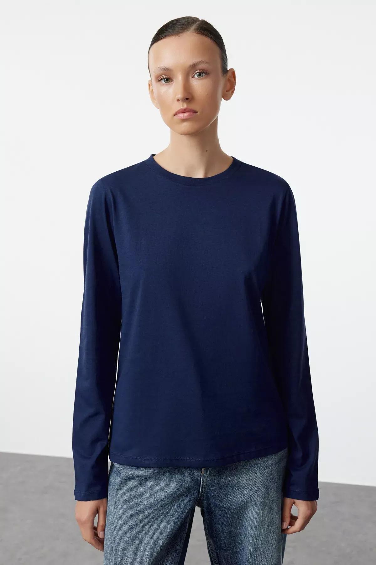 Navy Blue-Red 2 Pack Crew Neck Regular/Normal Cut Knitted T-Shirt TWOAW25TS00001, 2s, , large image number 3