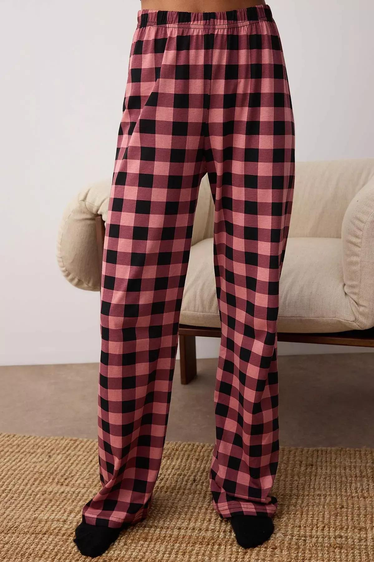 Black Teddy Bear Plaid Pajama Set, BLACK, large image number 3