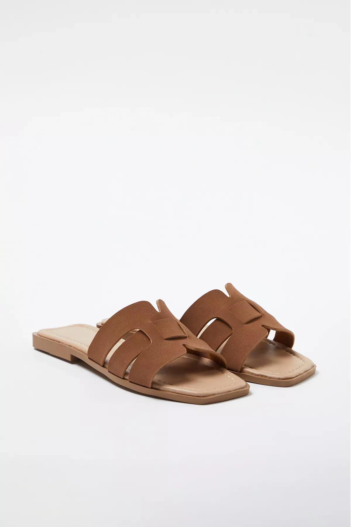 Brown Single Band Casual Slippers, , large image number 0