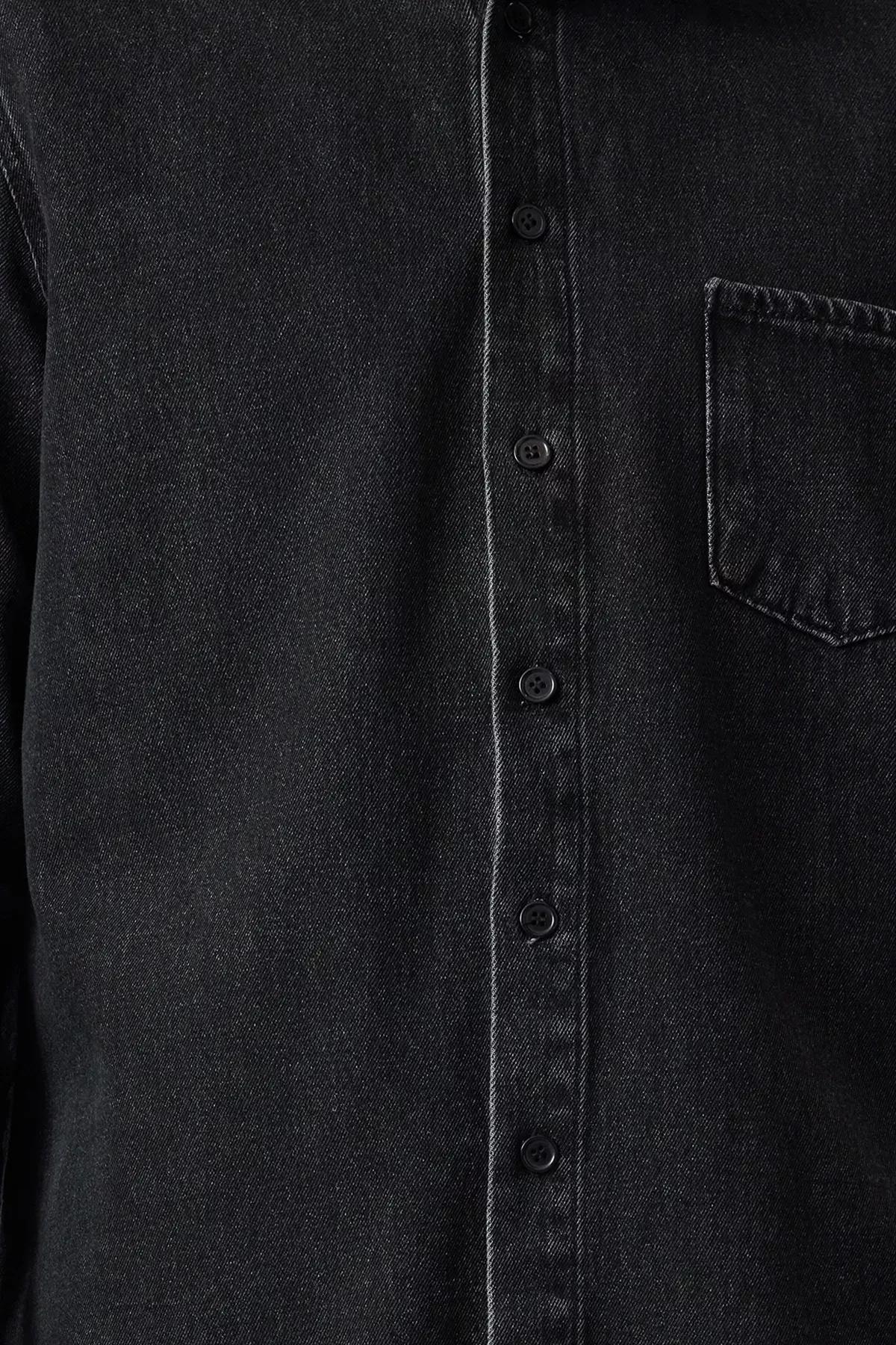 Black Denim Shirt Jacket, Anthracite, large image number 4
