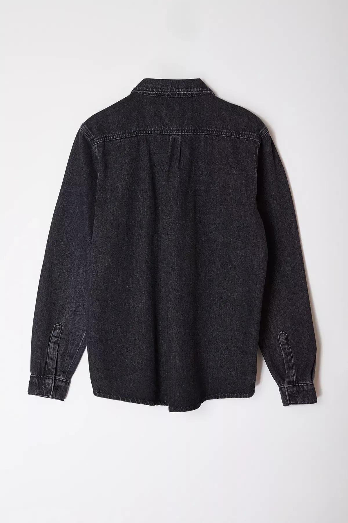 Black Denim Shirt Jacket, Anthracite, large image number 5