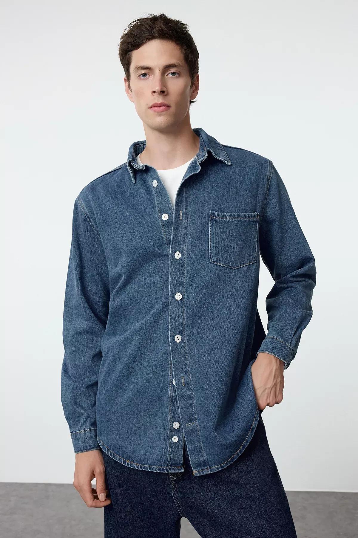 Blue Regular Fit Denim Jacket, , large image number 1