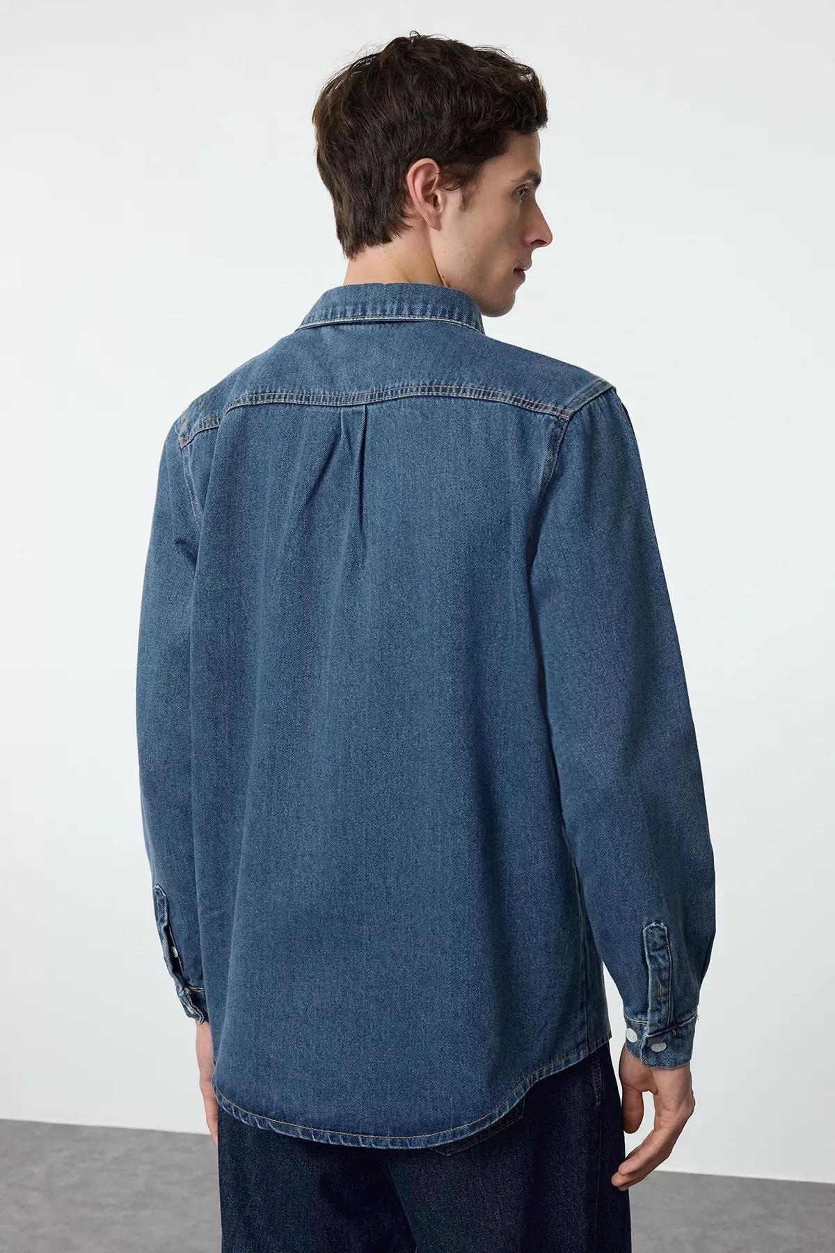 Blue Regular Fit Denim Jacket, , large image number 4