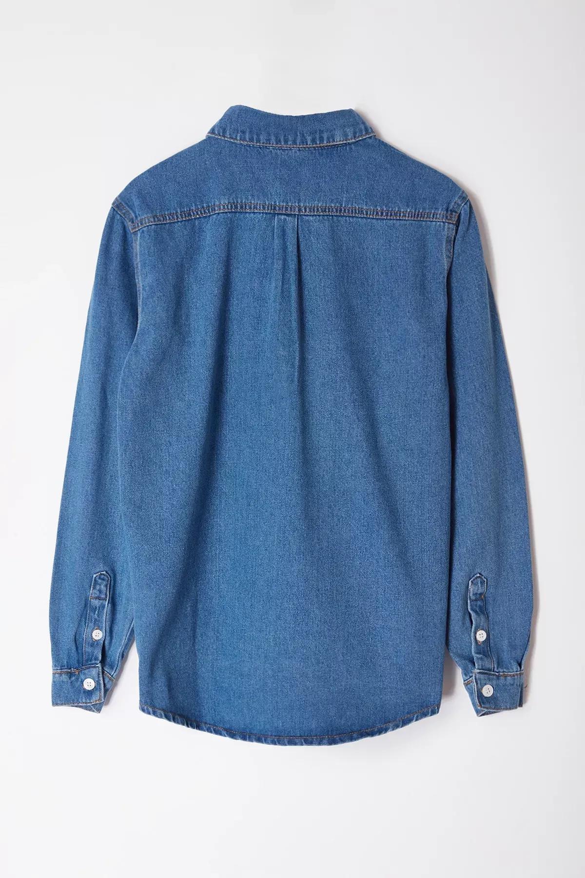 Blue Regular Fit Denim Jacket, , large image number 5