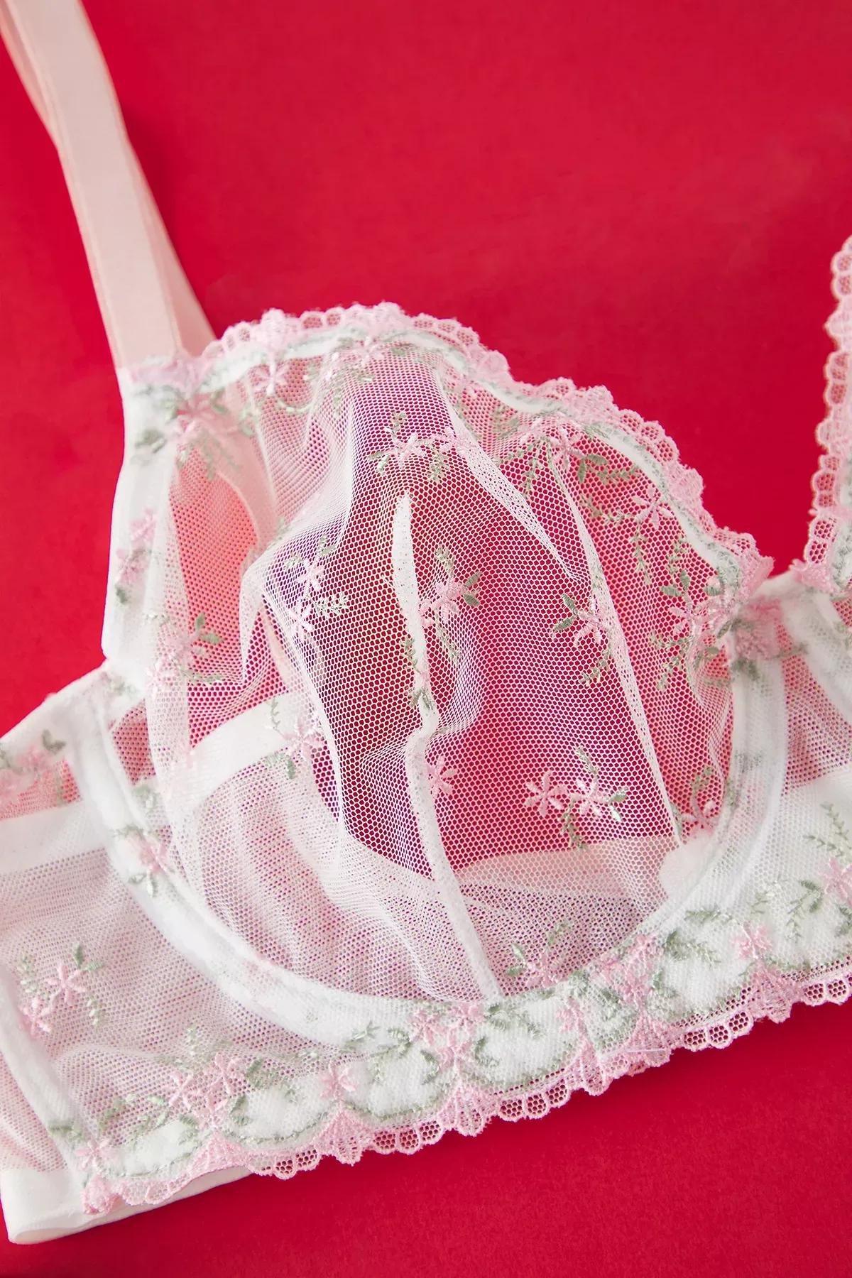 Pink Embroidered Strapless Lingerie, C101_1904, large image number 2
