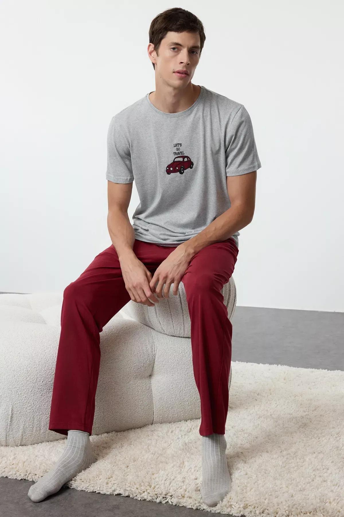 Multicolour Embroidered Knitted Pyjamas Set, , large image number 0