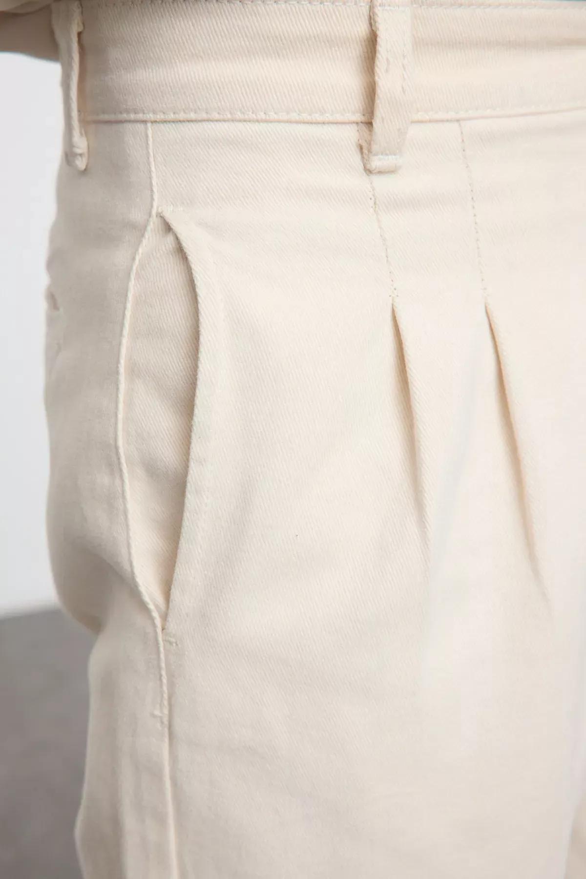 Beige Pleated Balloon Fit Trousers, STONE, large image number 3