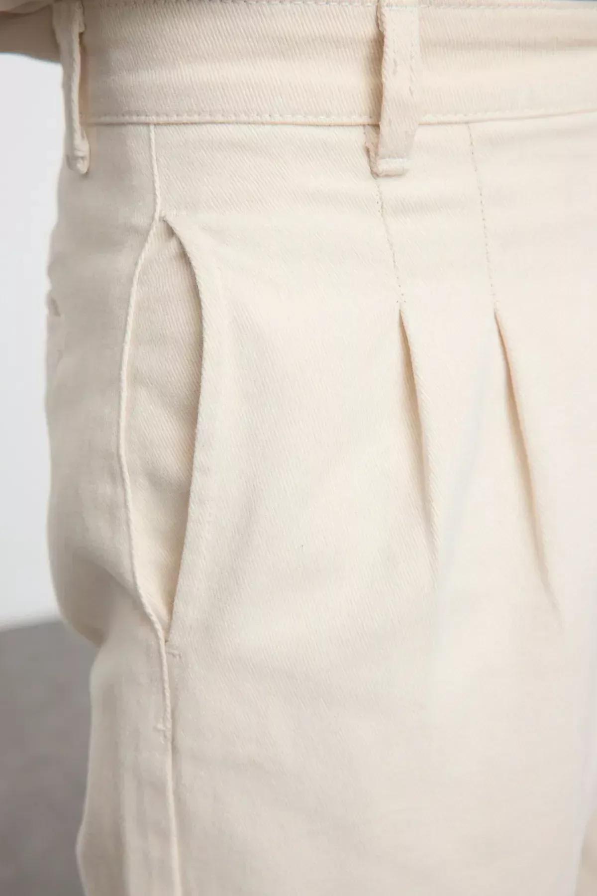 Beige Pleated Balloon Fit Trousers, , large image number 3