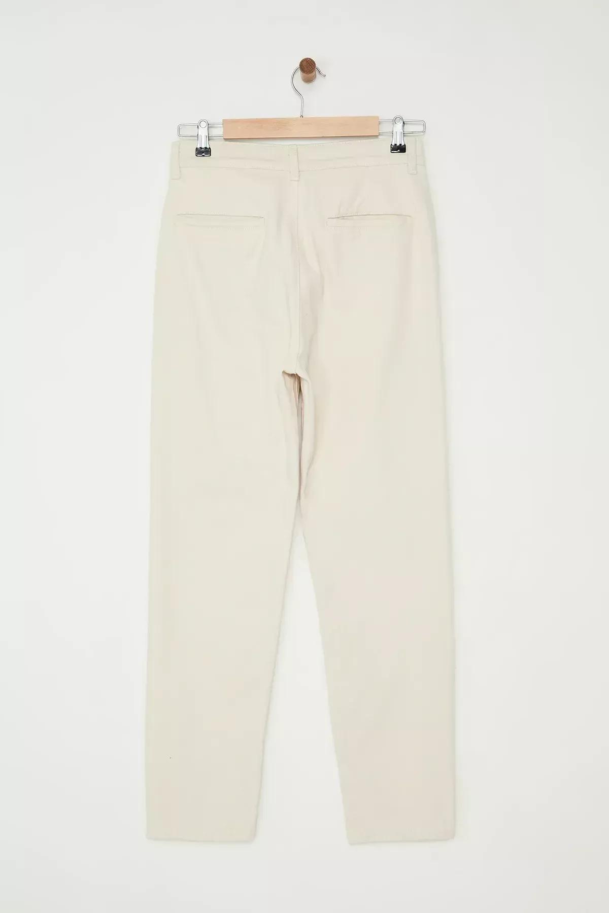 Beige Pleated Balloon Fit Trousers, , large image number 6