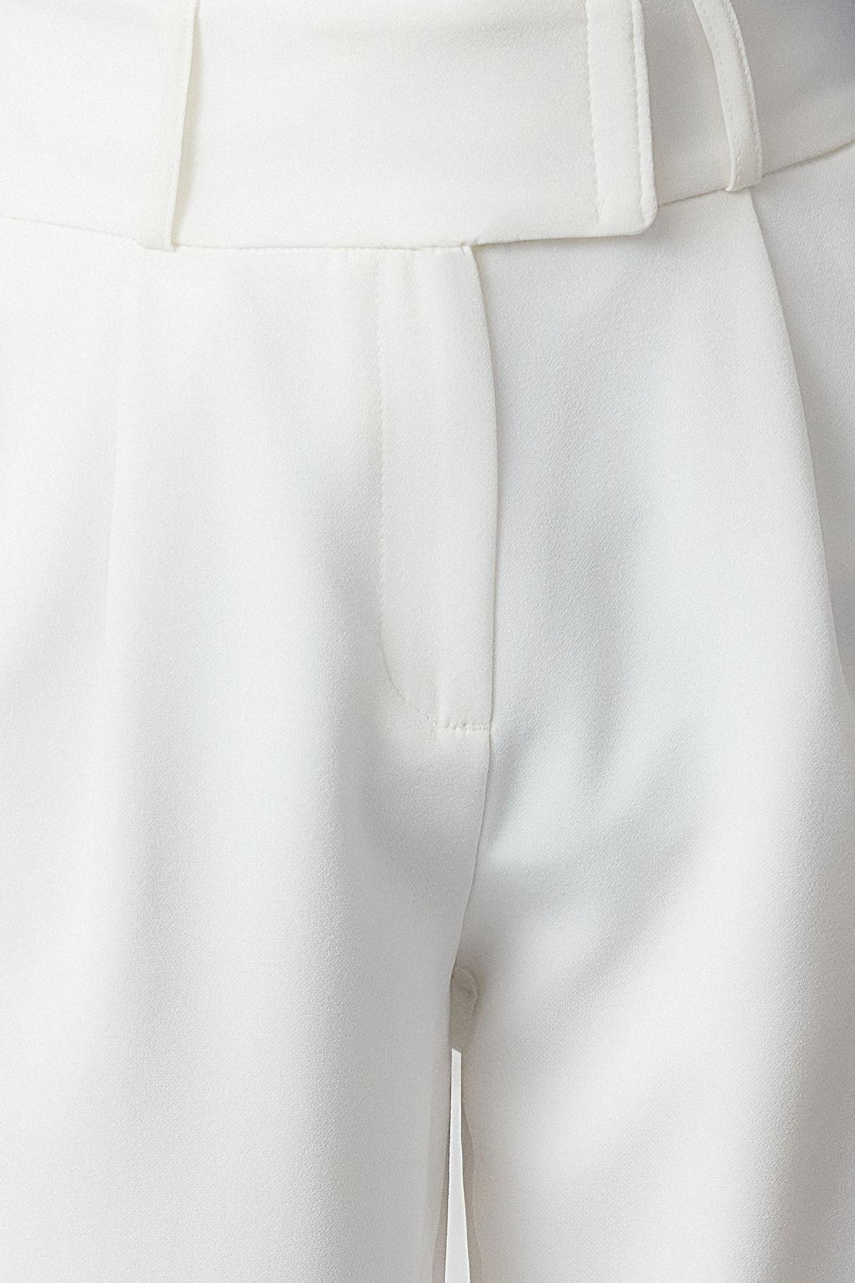 Ecru Waist Detailed Wide Leg/Wide Leg Woven Trousers TWOAW25PL00038, Single item, , large image number 2