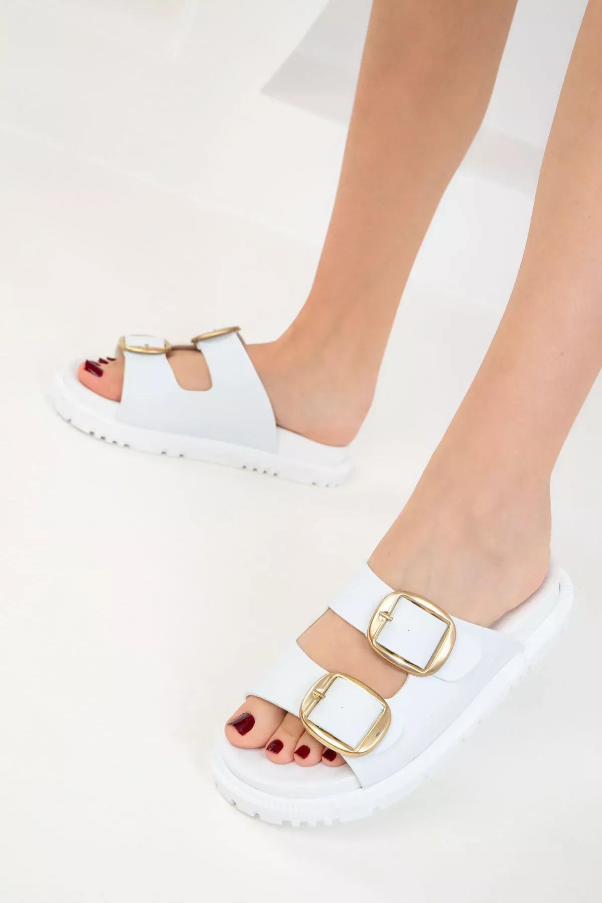 White Womens Slippers 19322, White, large image number 1