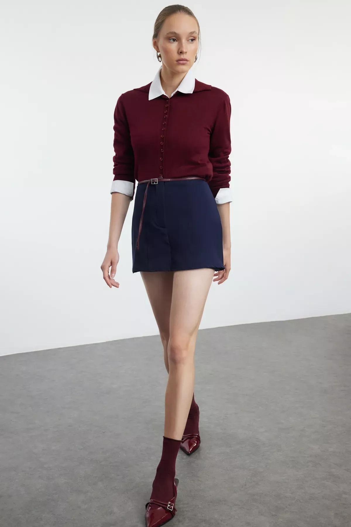 Navy Belted Super Mini Skort, Navy blue, large image number 1