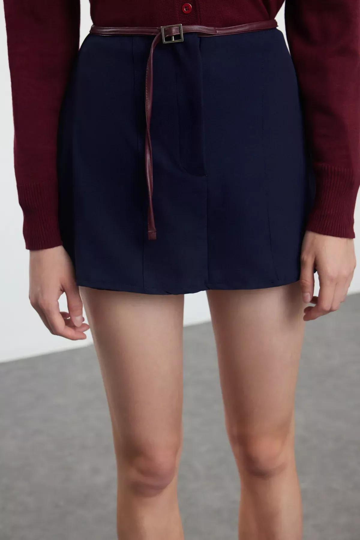 Navy Belted Super Mini Skort, Navy blue, large image number 2