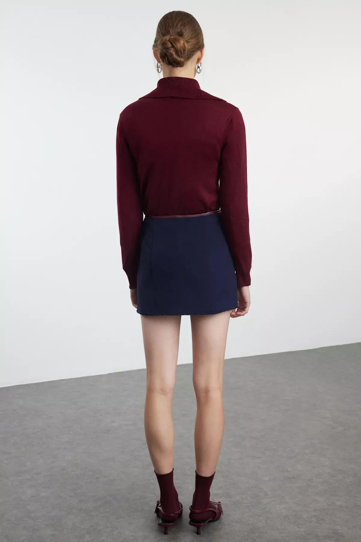 Navy Belted Super Mini Skort, Navy blue, large image number 4