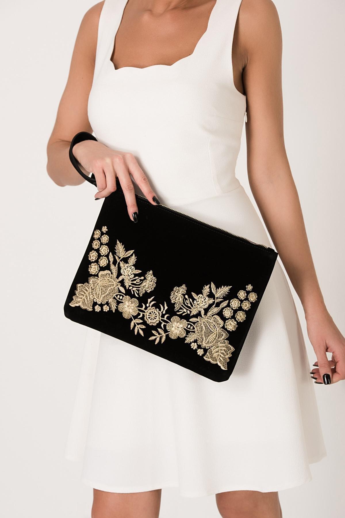Black Floral Clutch, , large image number 1