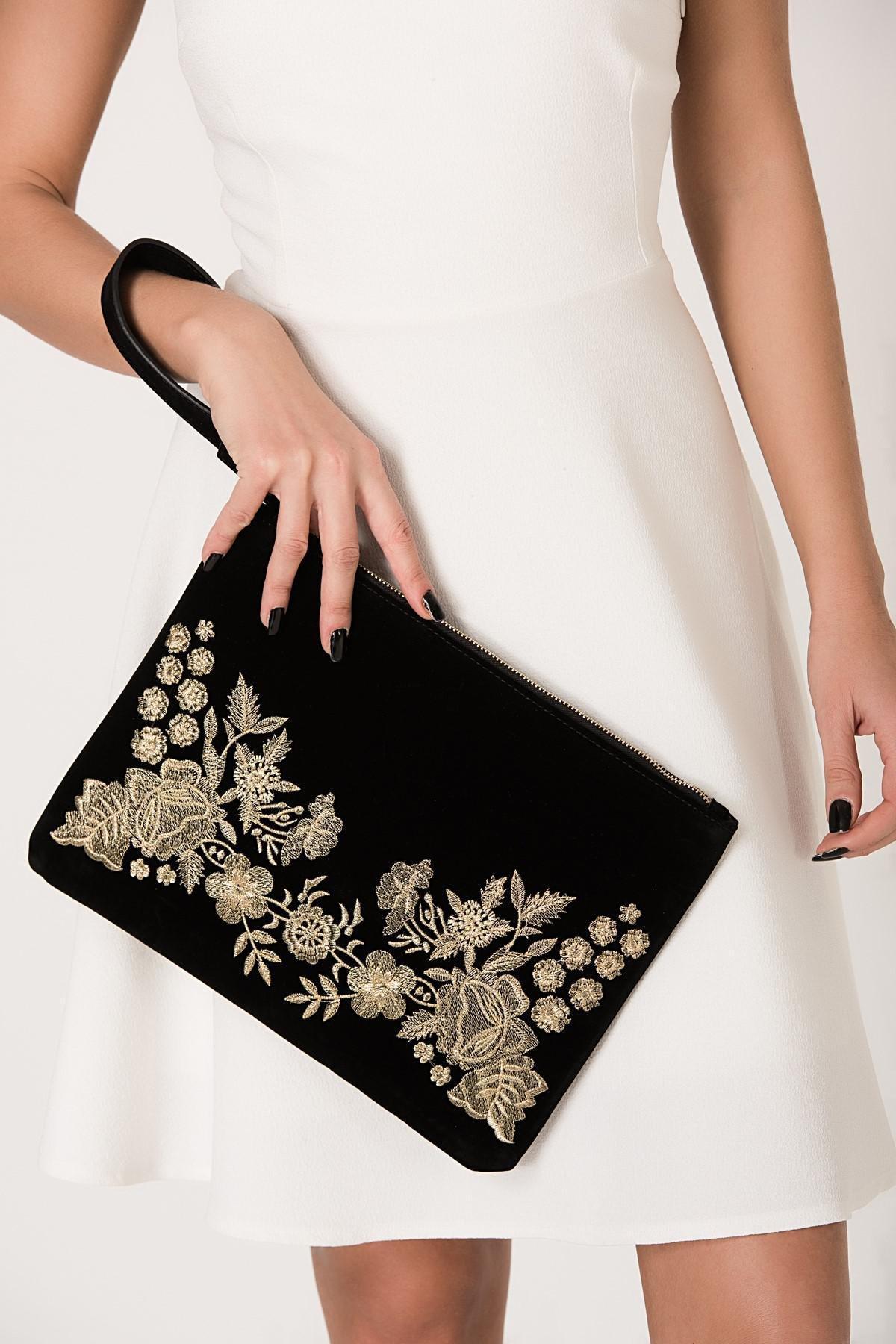 Blank - Black Floral Clutch