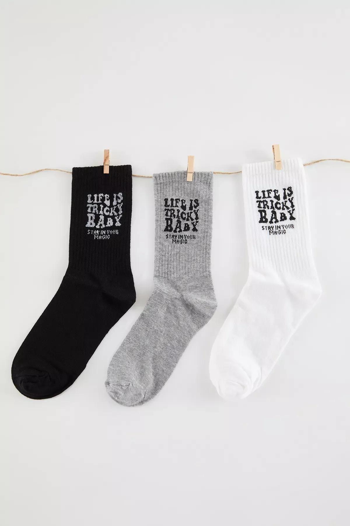 Multicolour College Socks, set of 3, , large image number 0