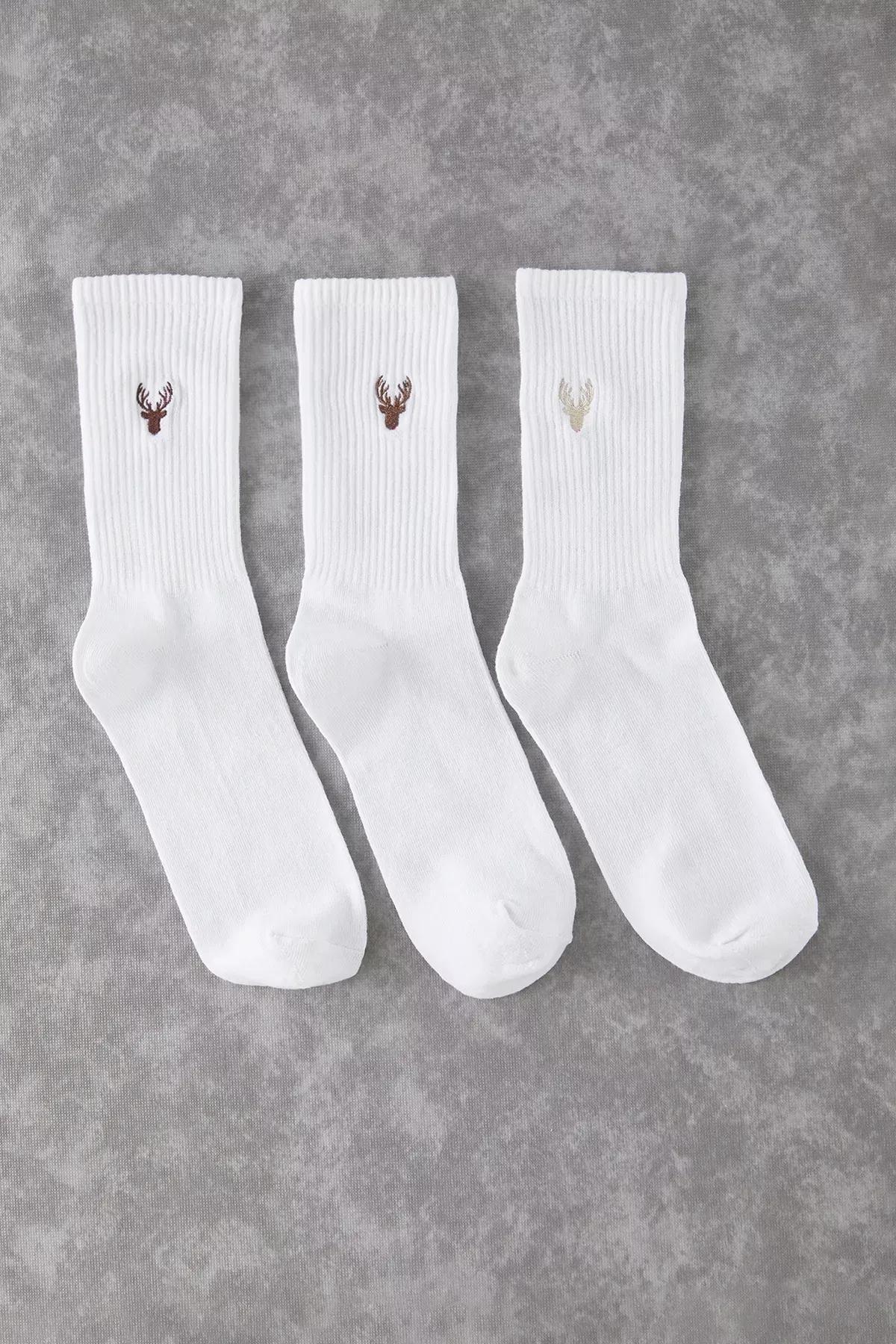 White Unisex Striped Socks, White, large image number 0