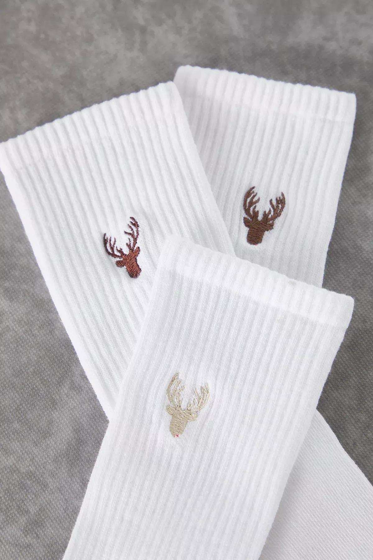 White Unisex Striped Socks, White, large image number 1