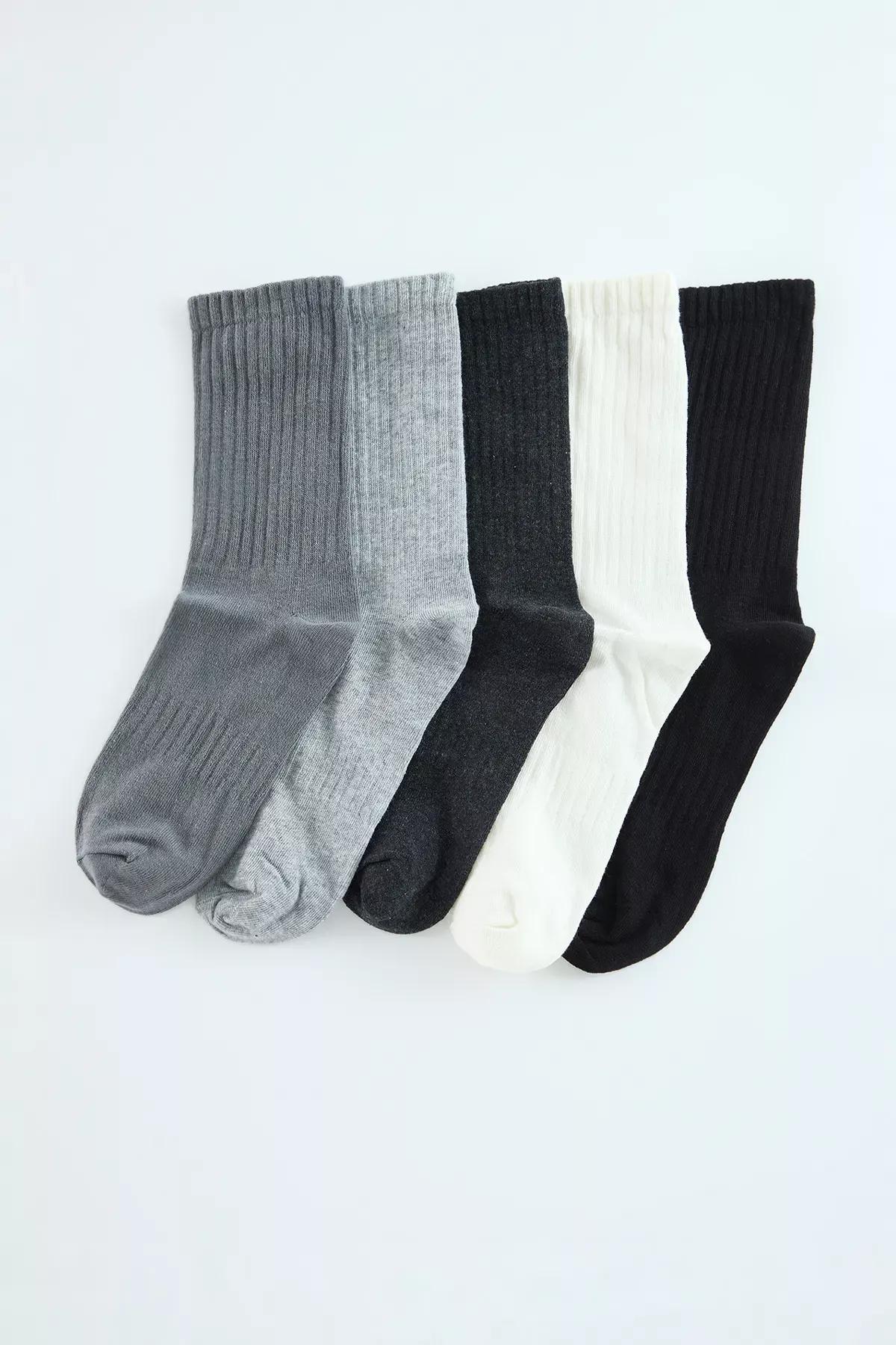 Grey Unisex Socks, set of 5, , large image number 0