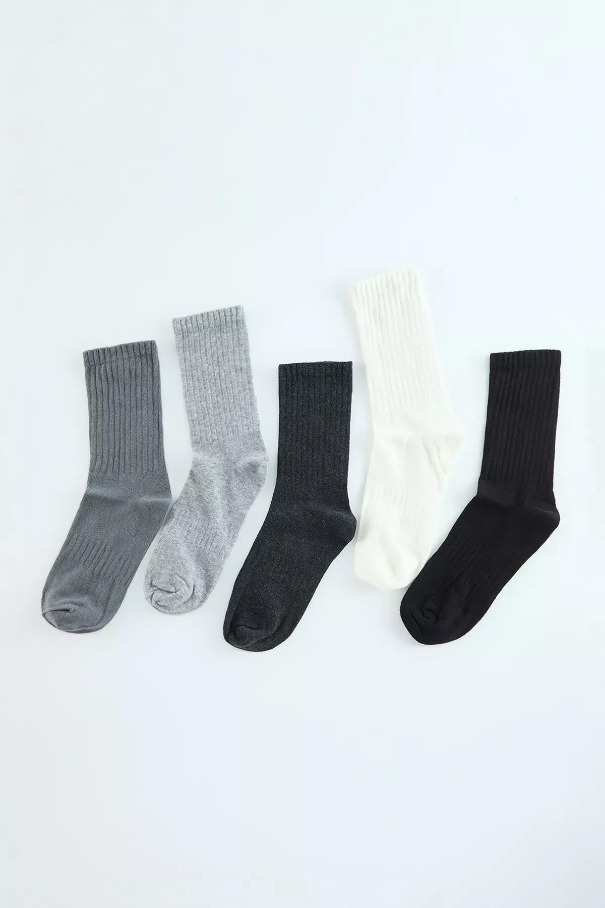 Grey Unisex Socks, set of 5, , large image number 1