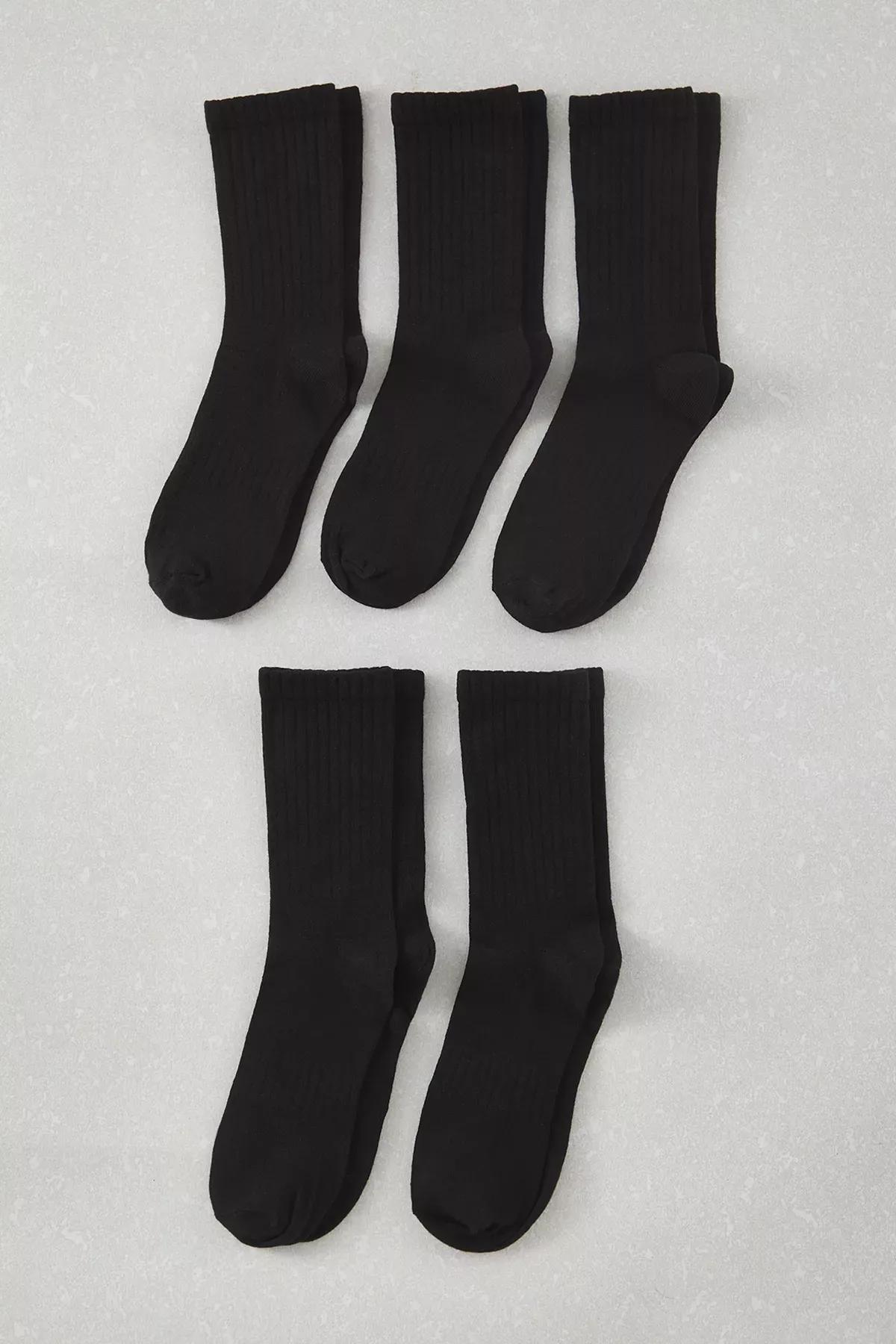 Black Unisex Socks, set of 5, , large image number 0