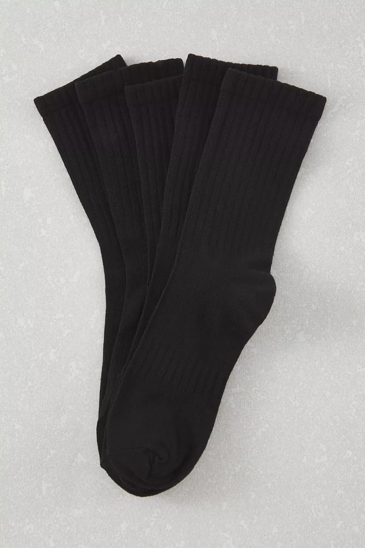 Black Unisex Socks, set of 5, , large image number 1