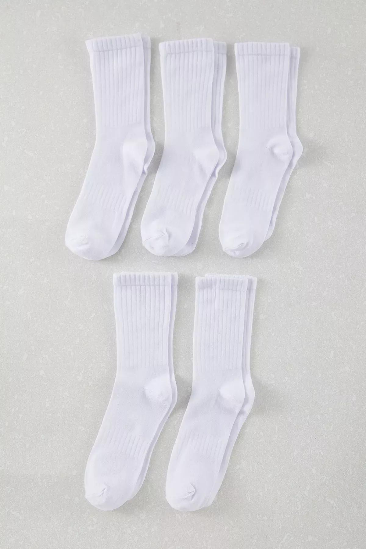 White Unisex Socks, set of 5, , large image number 0