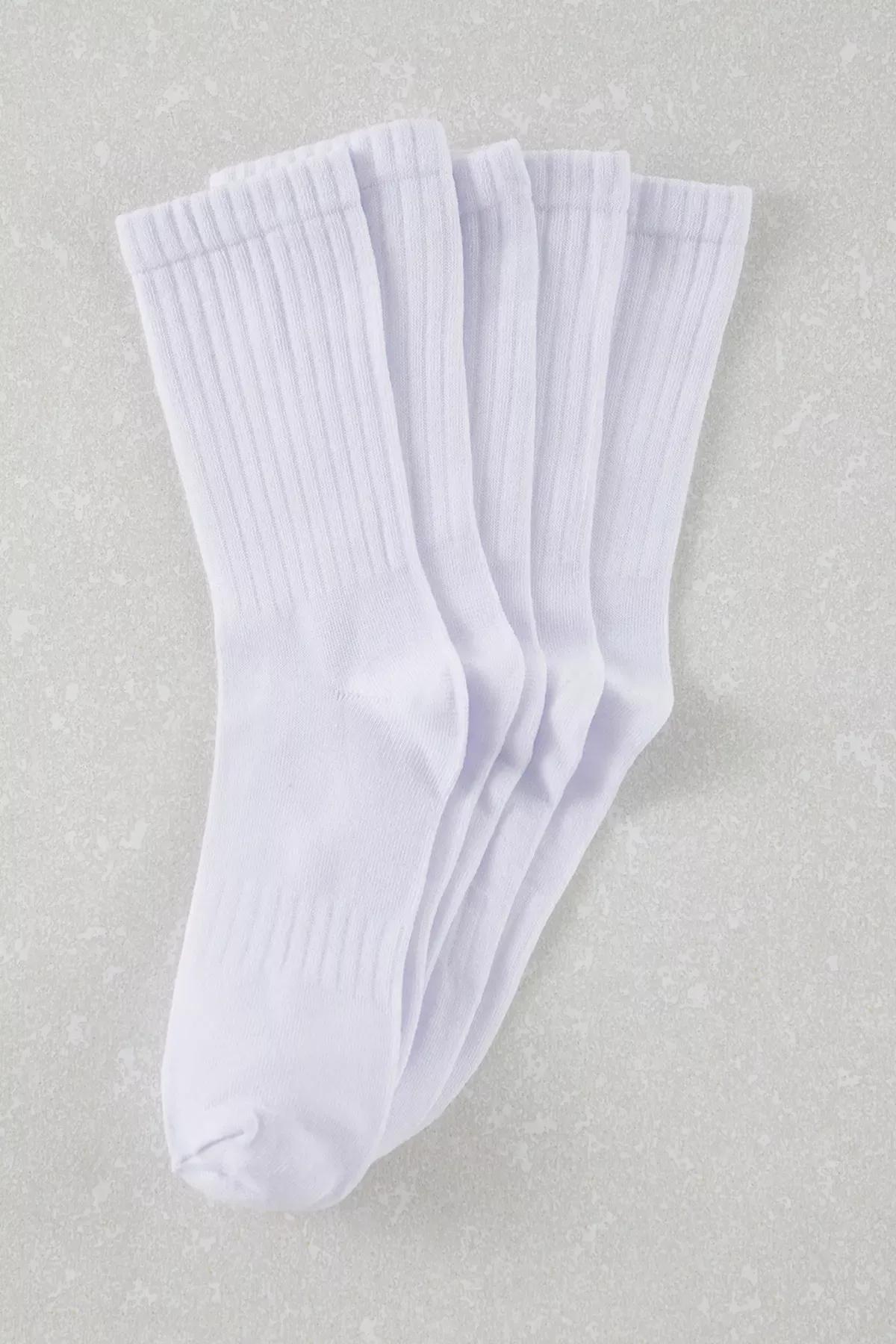 White Unisex Socks, set of 5, , large image number 1