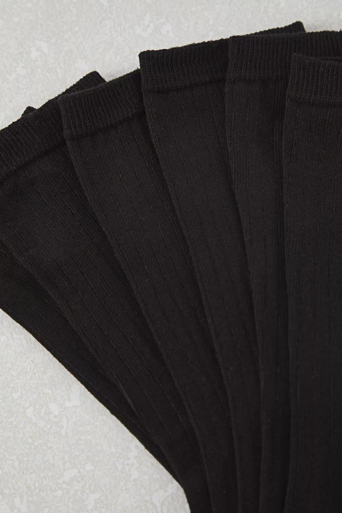 Black Tennis-Medium Socks, set of 6, , large image number 2