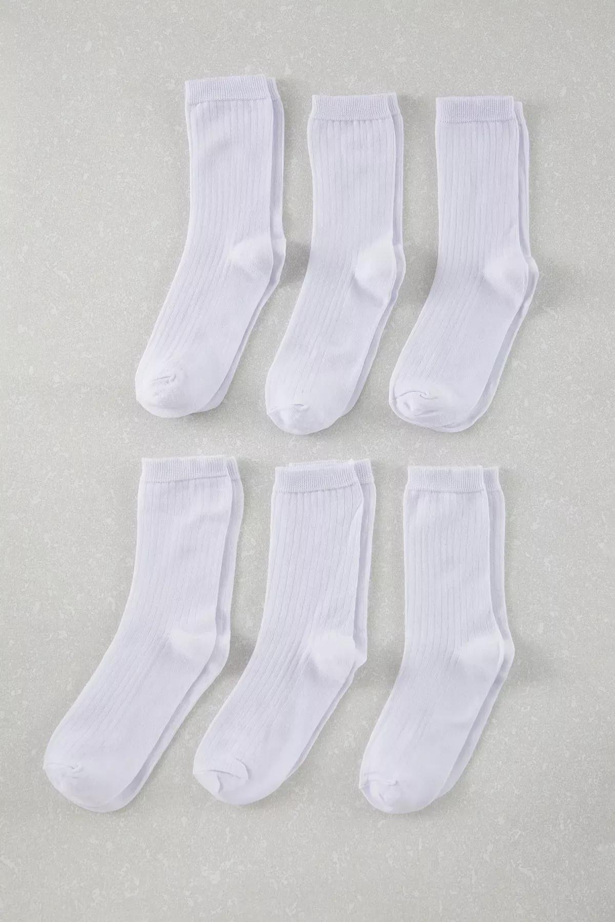 White College Socks, set of 6, White, large image number 0