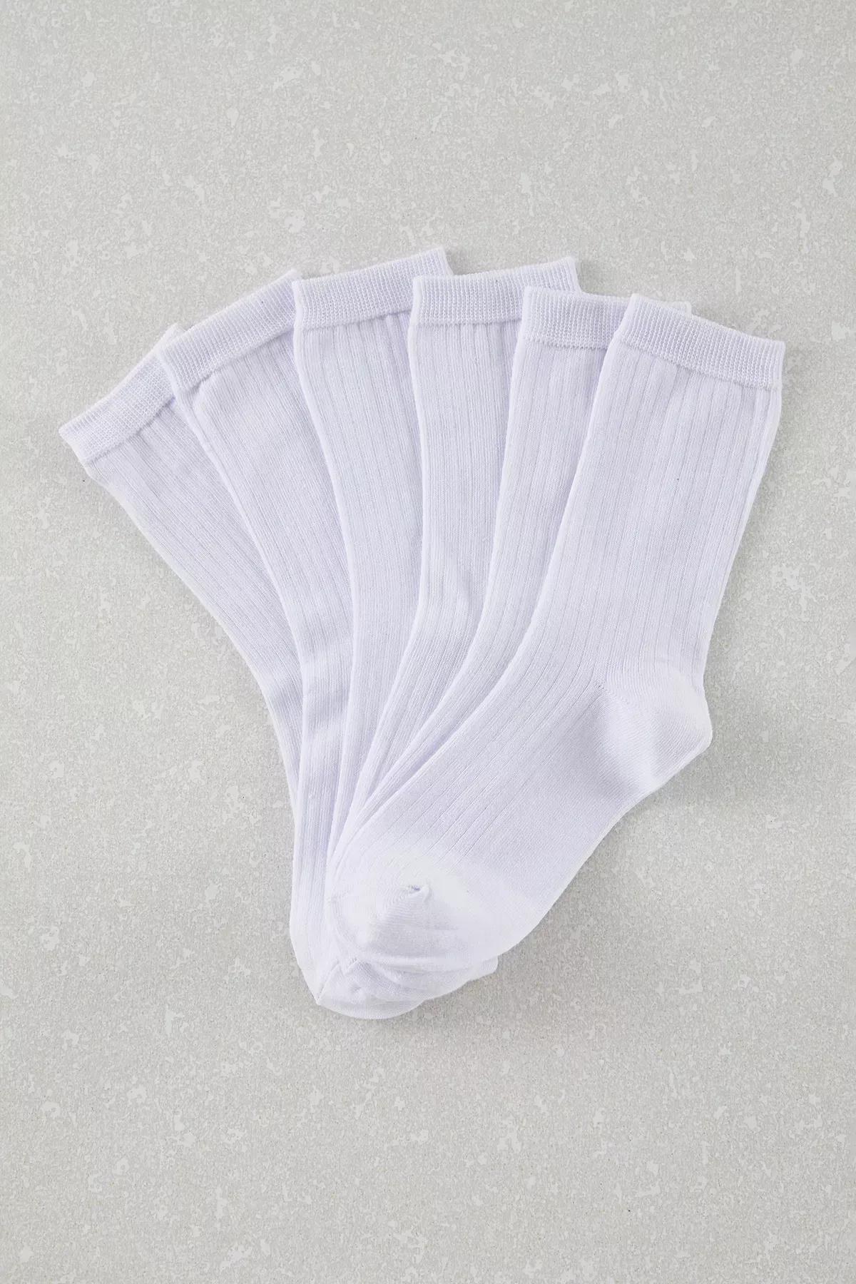 White College Socks, set of 6, White, large image number 1