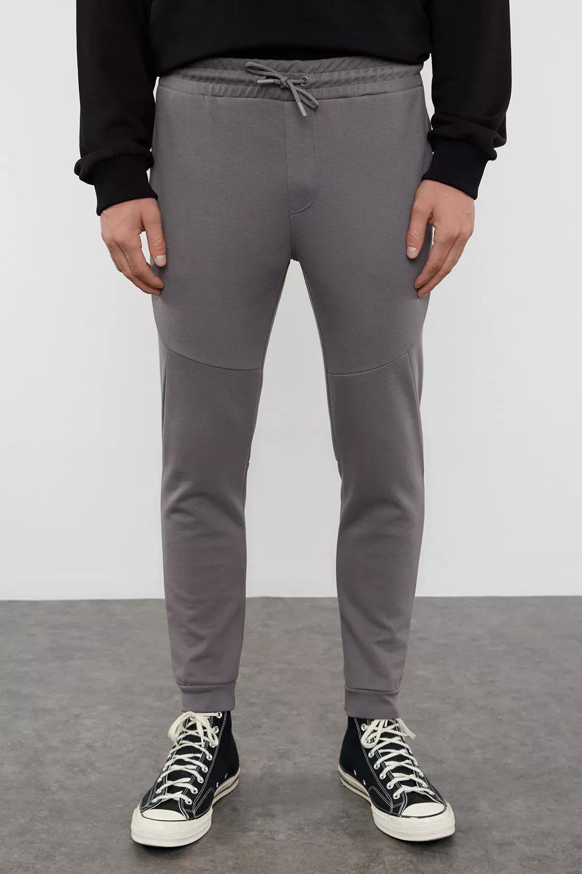 Grey Regular Sweatpants with Stitching, , large image number 0
