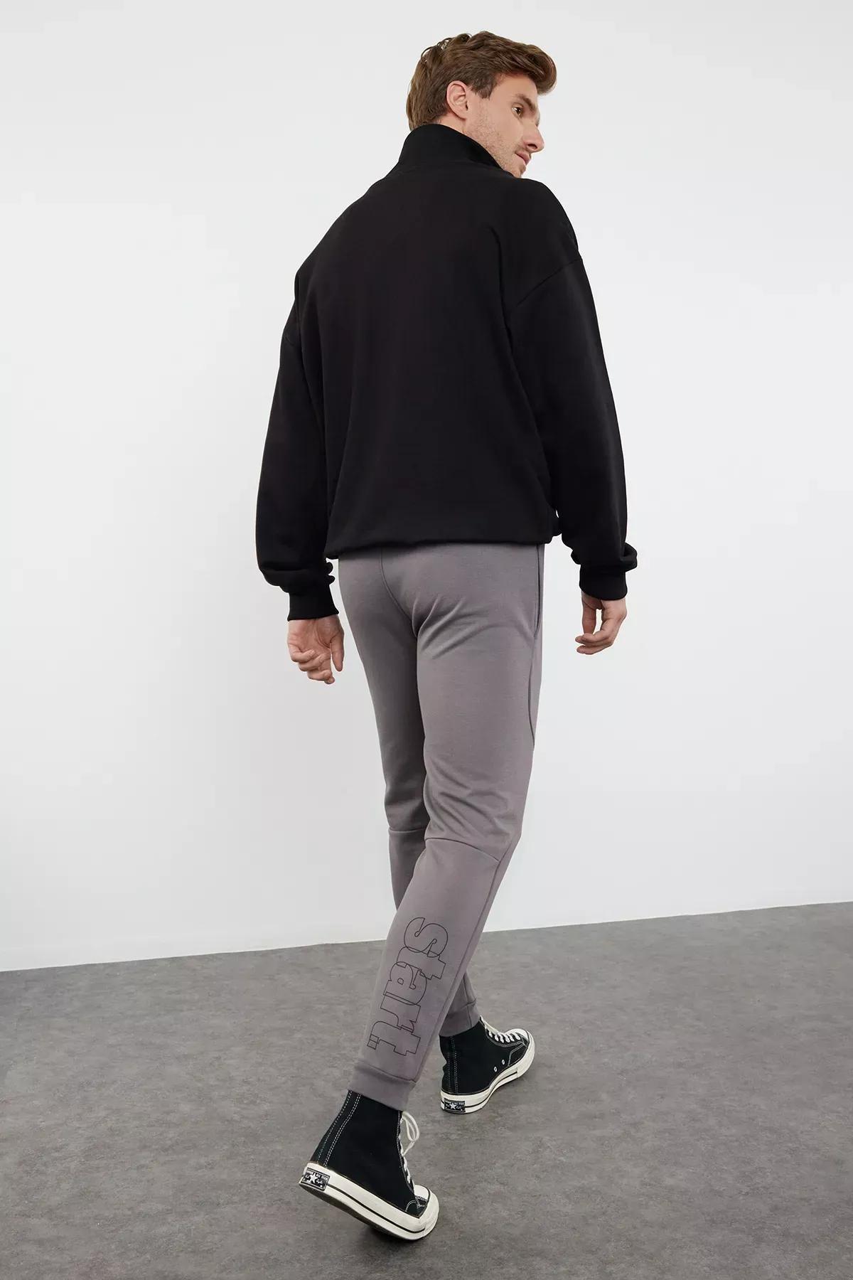 Grey Regular Sweatpants with Stitching, , large image number 2