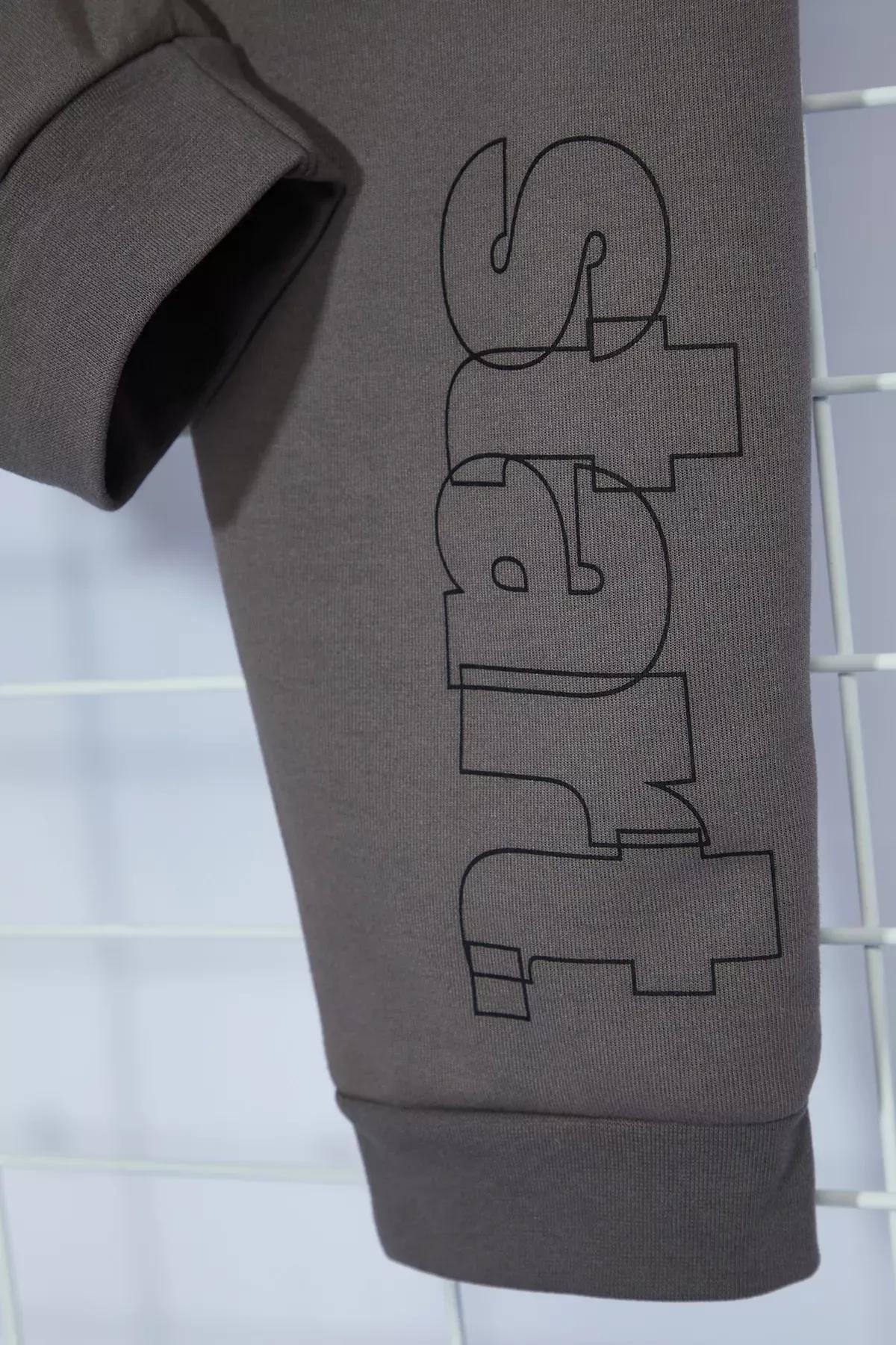 Grey Regular Sweatpants with Stitching, , large image number 6